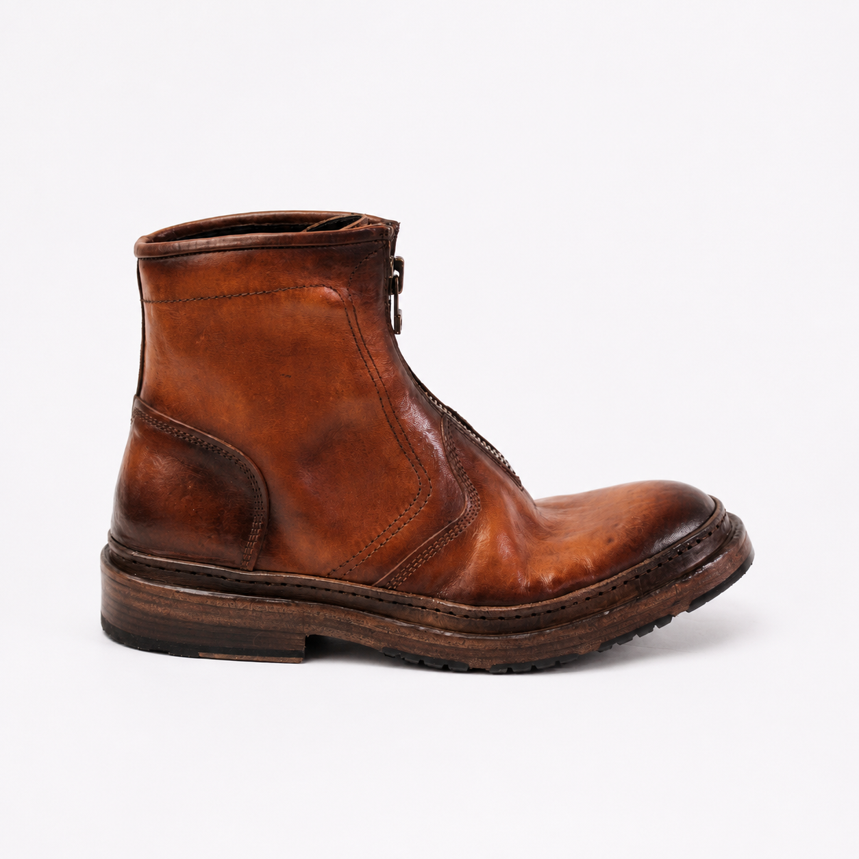 Jason Cognac Front Zip Boots