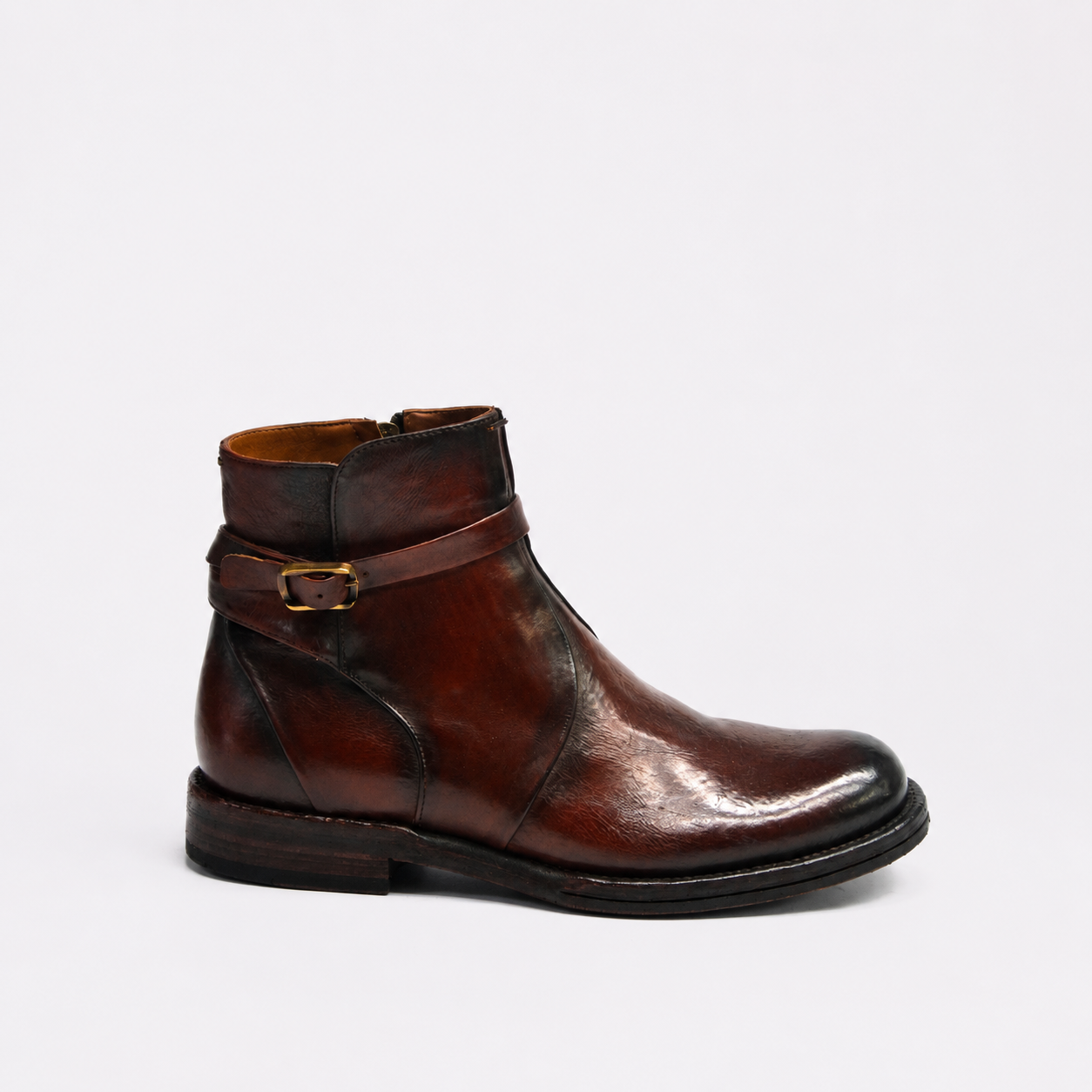 Harvard Chestnut Buckle+Zip Mid Boots