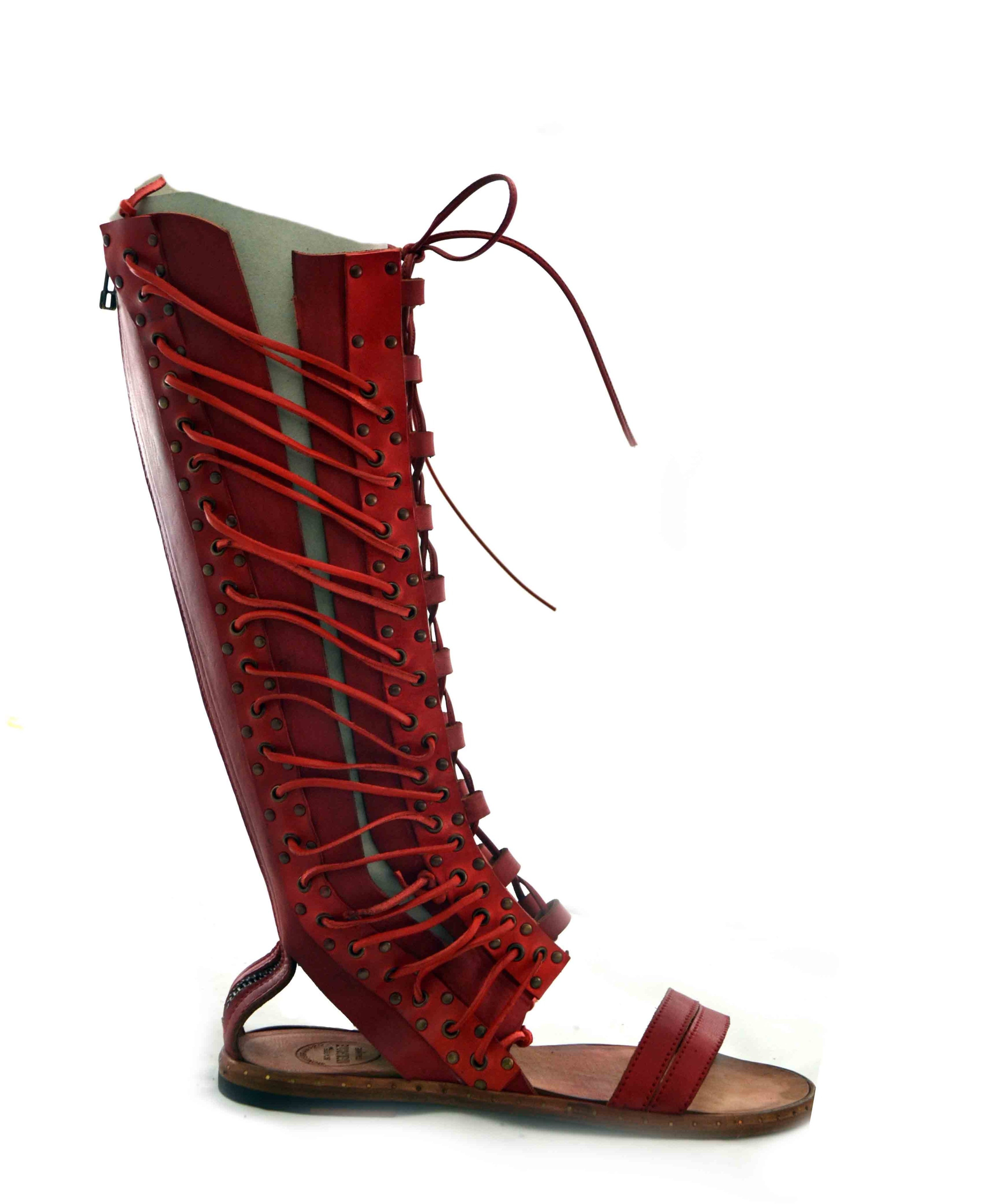 LETZTES PAAR 37-XENA HOHE SANDALEN IN SCHWARZ ODER BURGUND