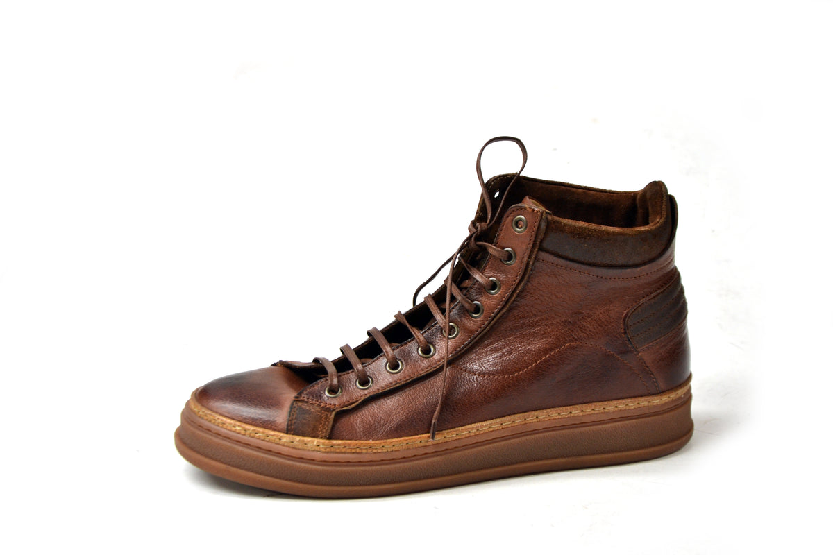 LAST PAIR 44-GEORGE HIGH LEATHER SNEAKERS