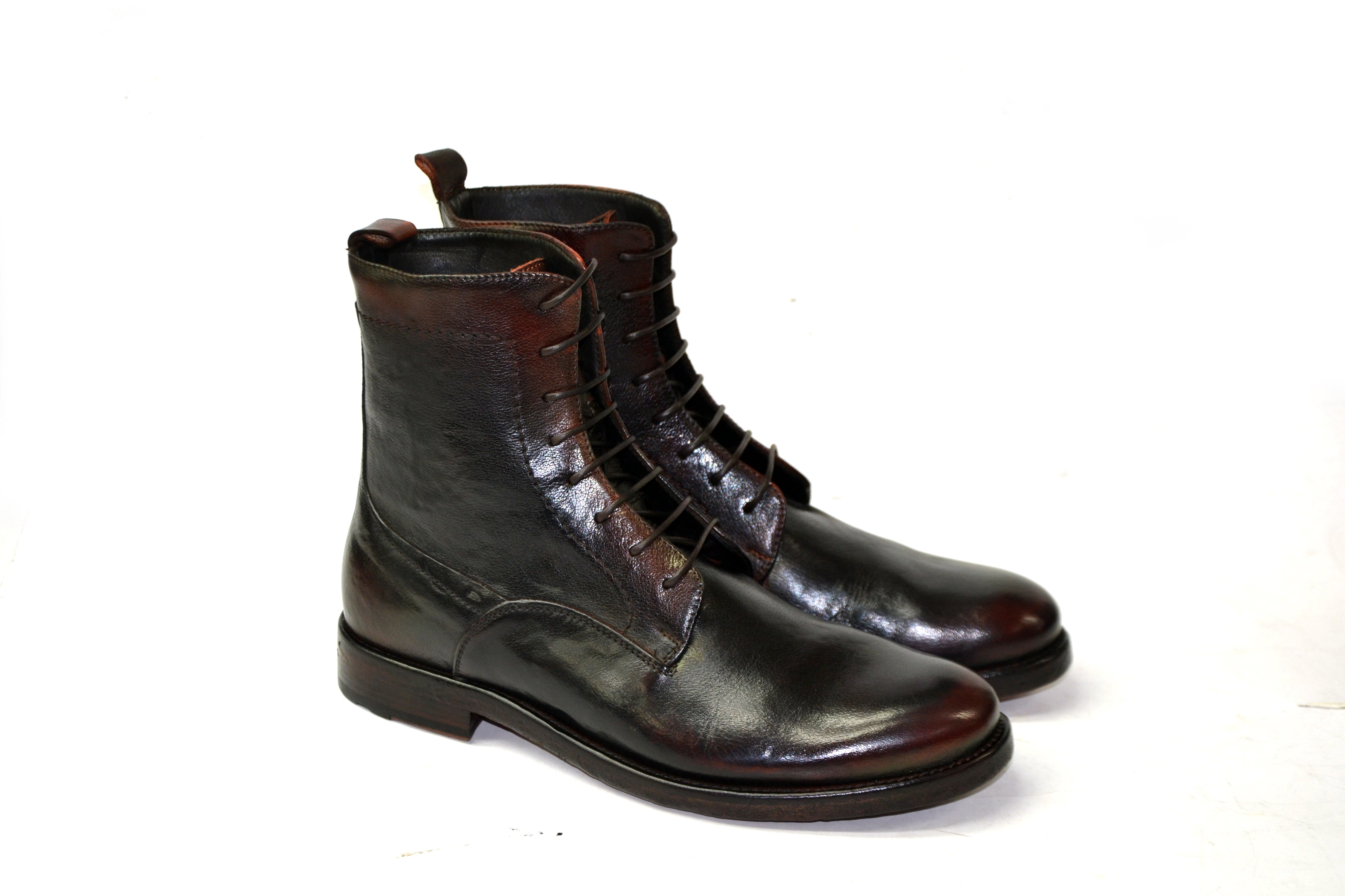 LETZTES PAAR 43 - BRAUNE HOHE SCHNÜRSTIEFEL