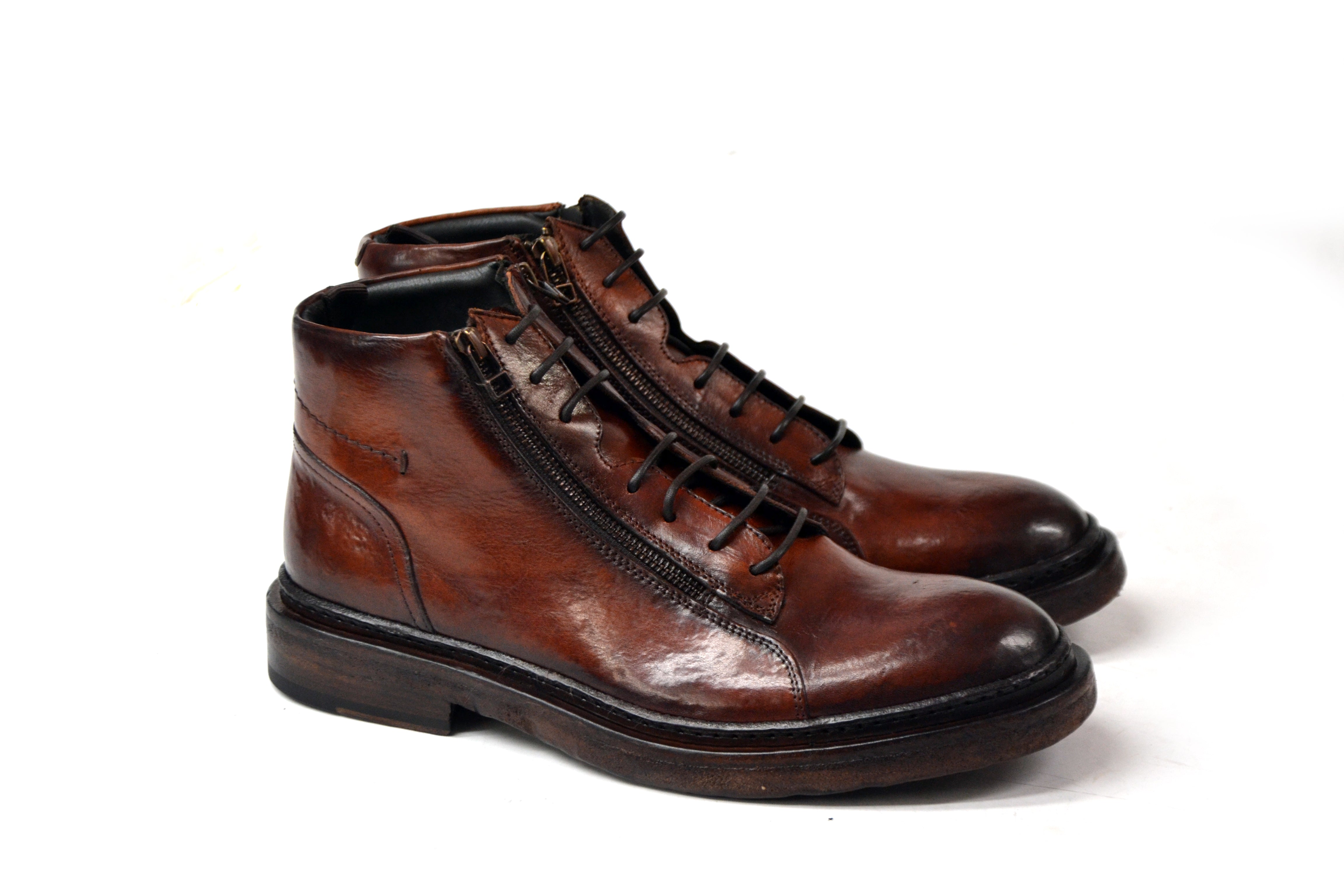 LAST PAIR 46-COGNAC ZIPPED CHUKKA BOOTS