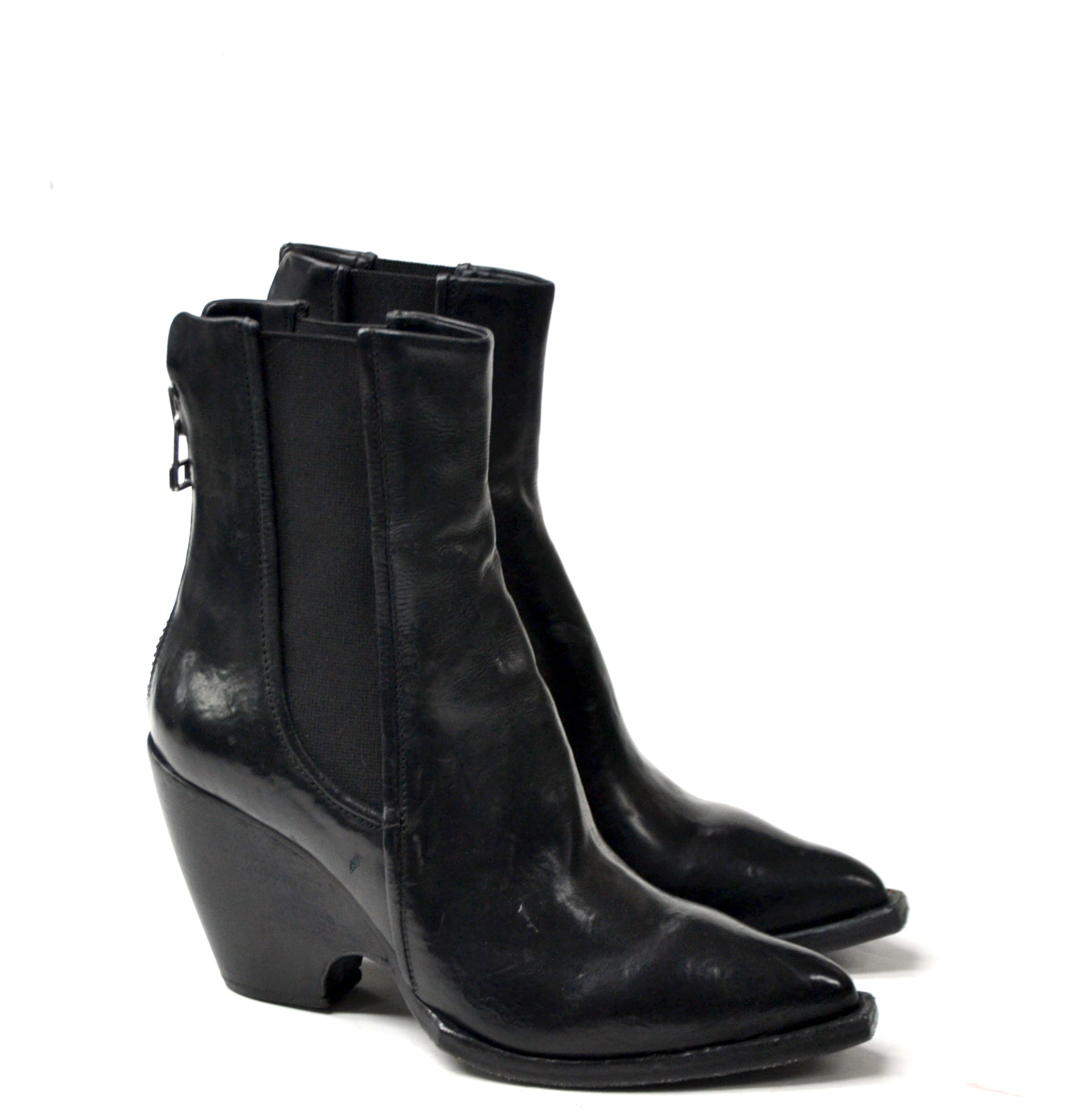 AVA MID HEELED BLACK BEATLES BOOTS