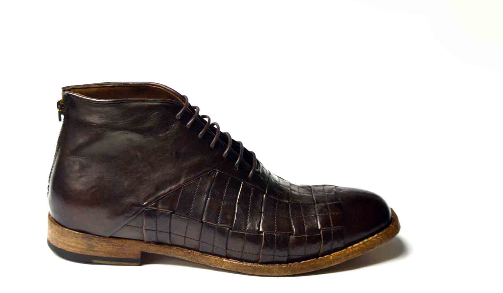 LETZTES PAAR 43 – HANDGEWEBTE DUNKELBRAUNE CHUKKA-STIEFEL
