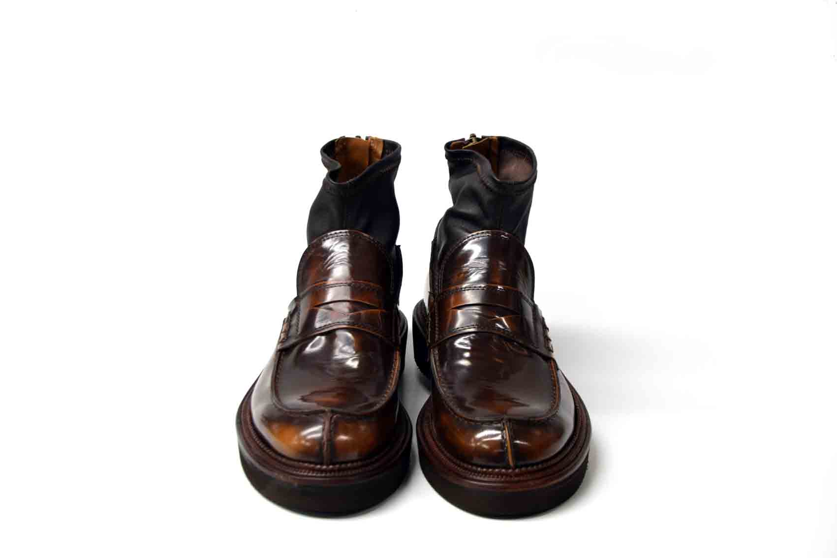 LAST PAIR 42- SHINY LOAFER BOOTS IN BROWN