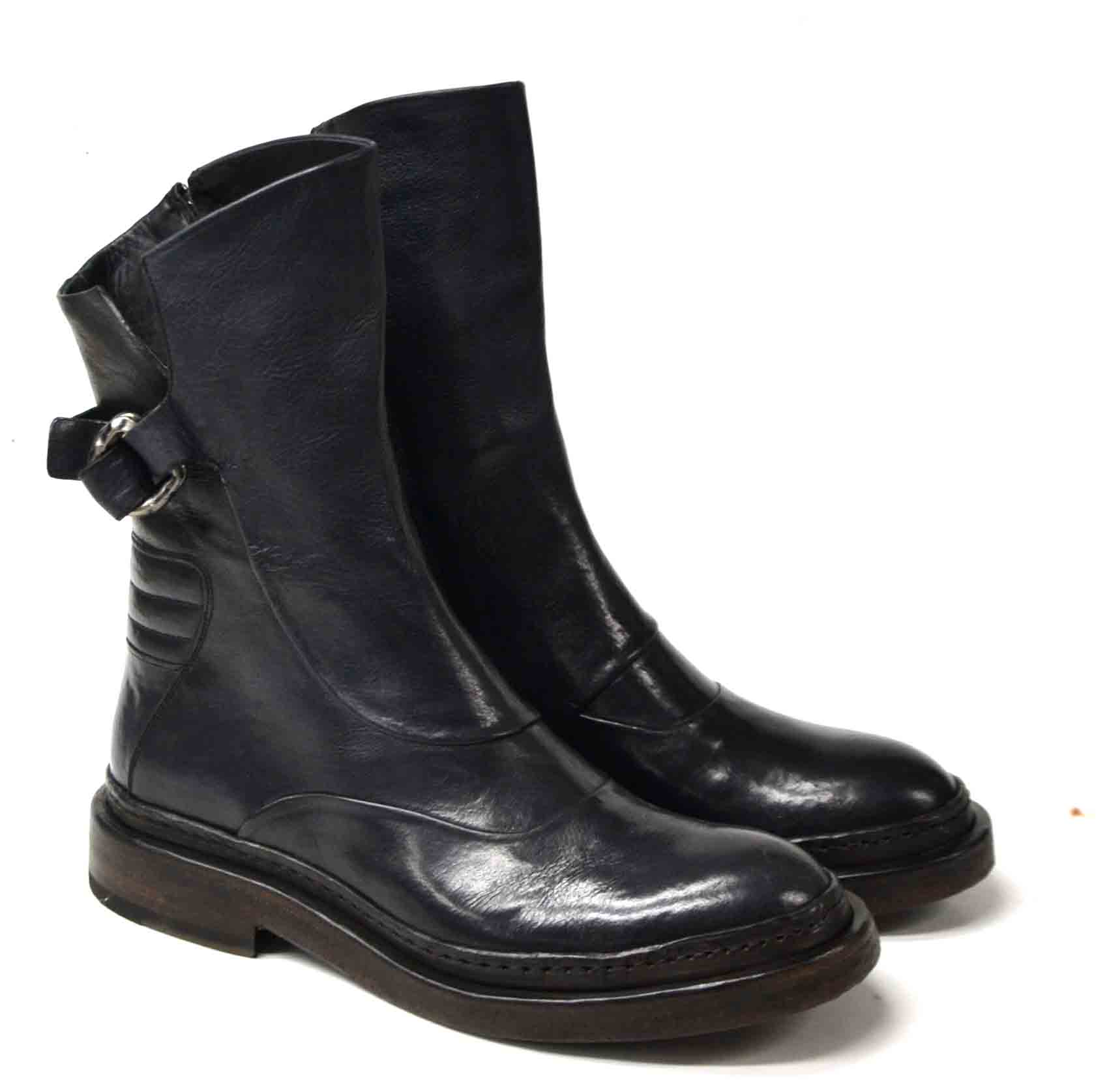 DUCATI – Schwarze Bikerstiefel mit Reißverschluss