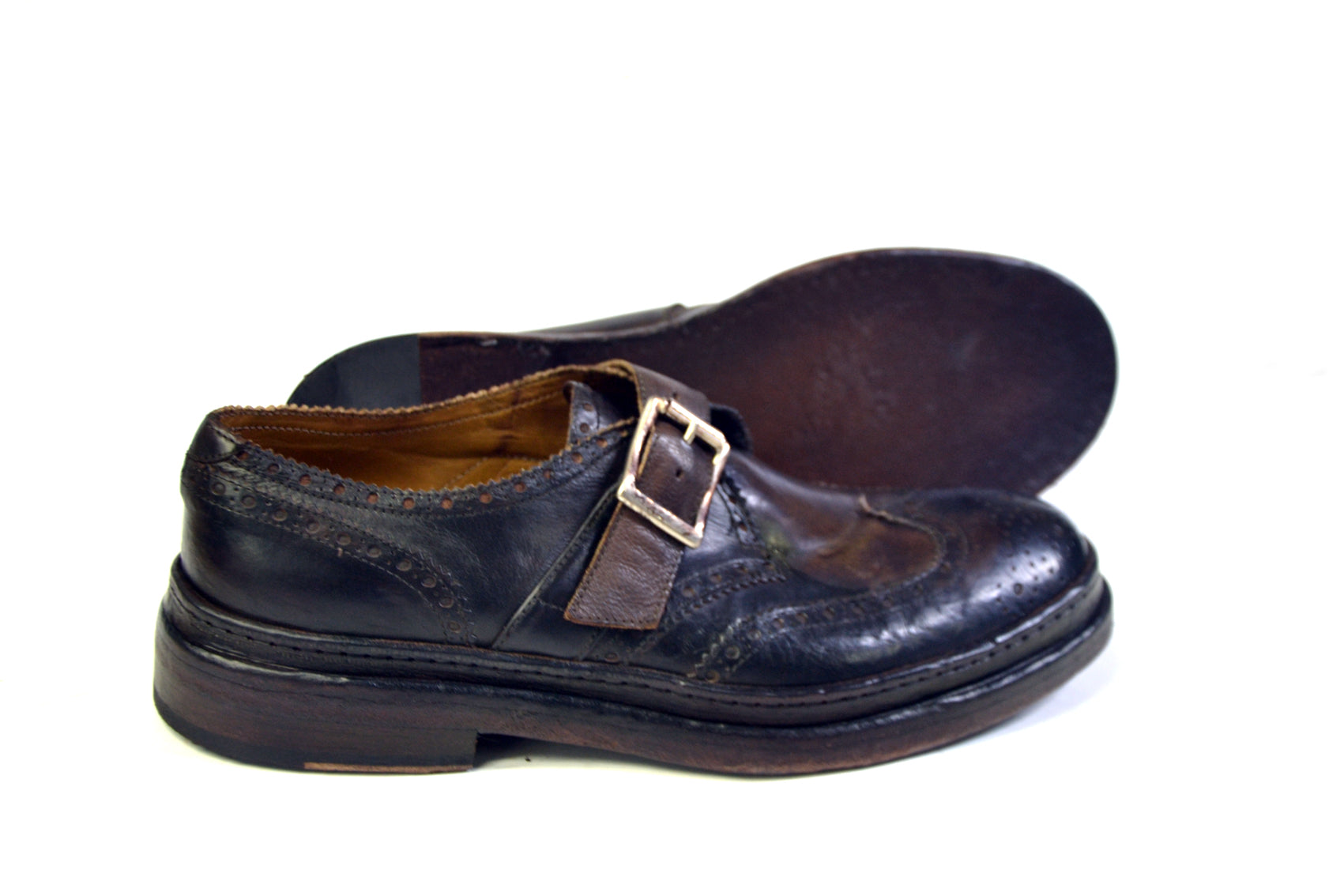 LAST PAIRS 41/42/43-KEVIN BUCKLED SHOES IN GREEN OR BROWN