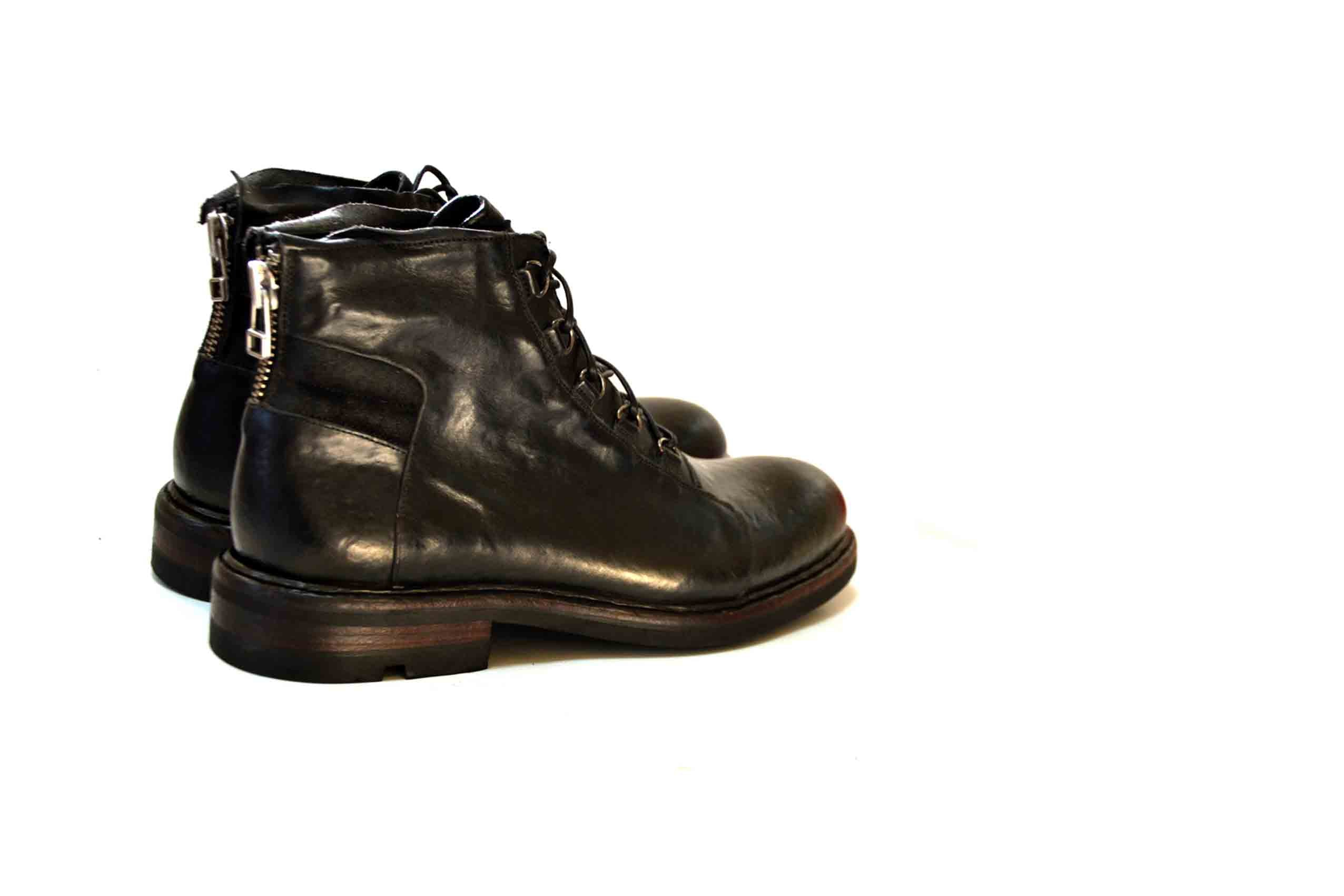 Jimmy Laced Mid Boot Natürliches Vacchetta-Leder schwarz