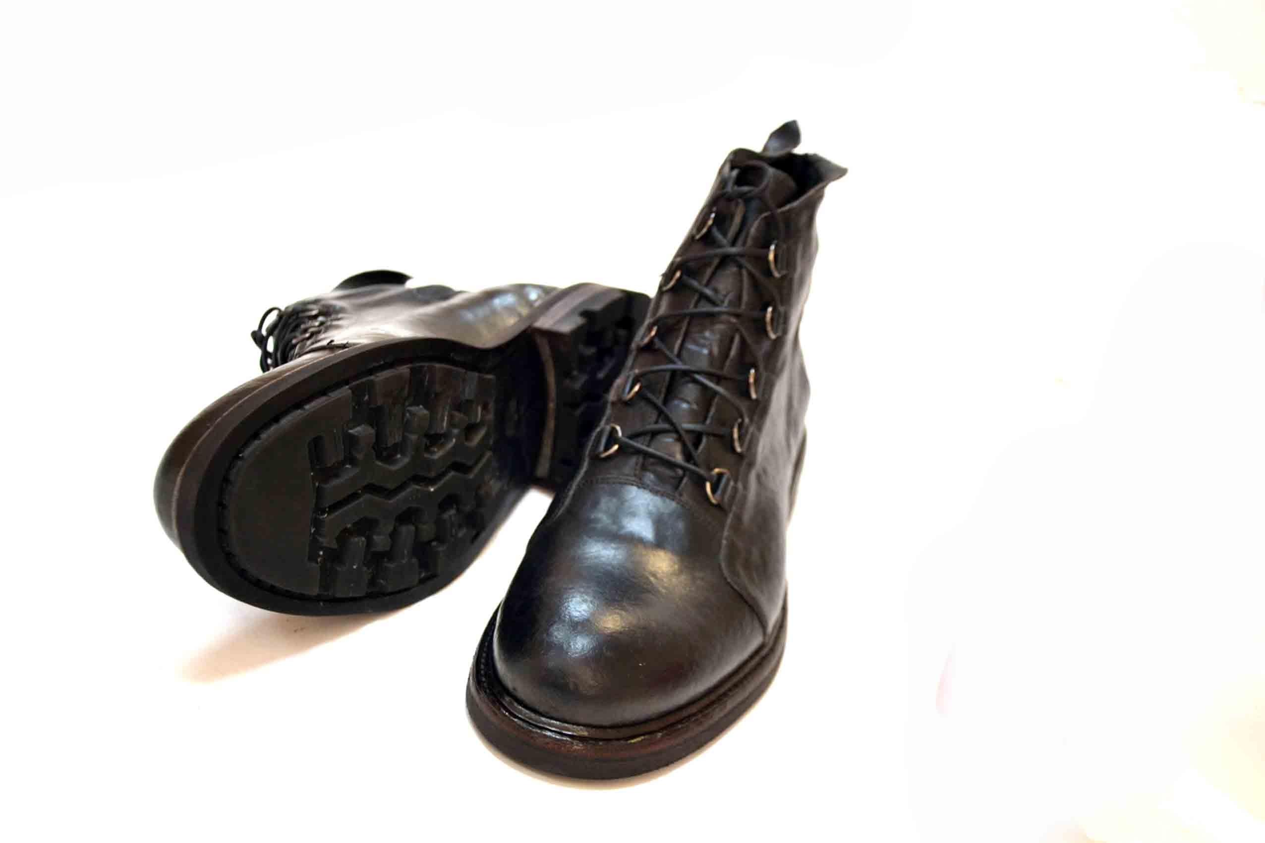 Jimmy Laced Mid Boot Natürliches Vacchetta-Leder schwarz