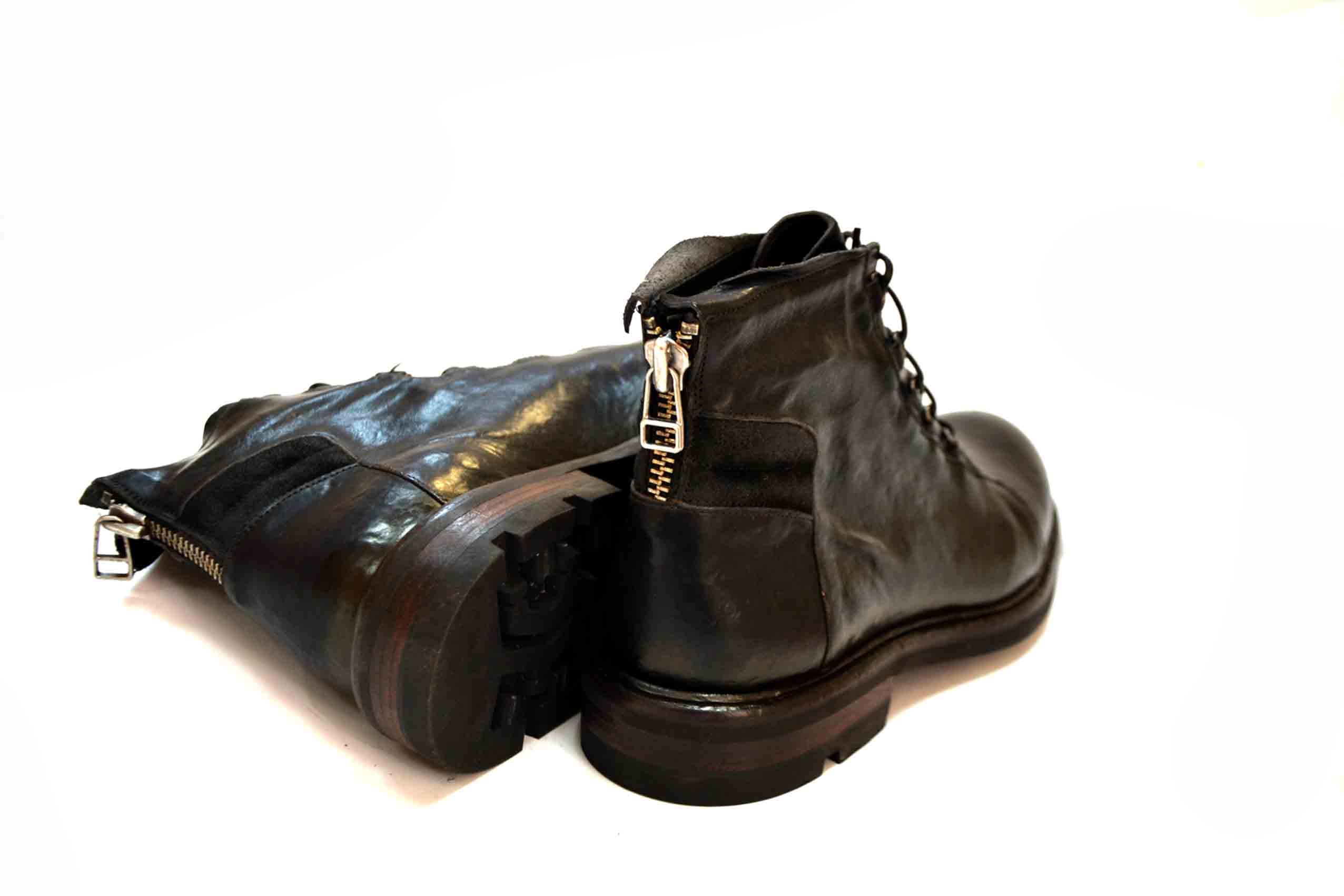 Jimmy Laced Mid Boot Natürliches Vacchetta-Leder schwarz
