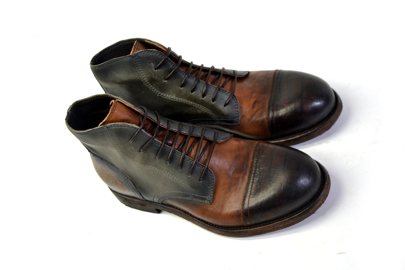 Patched multi laced Boots