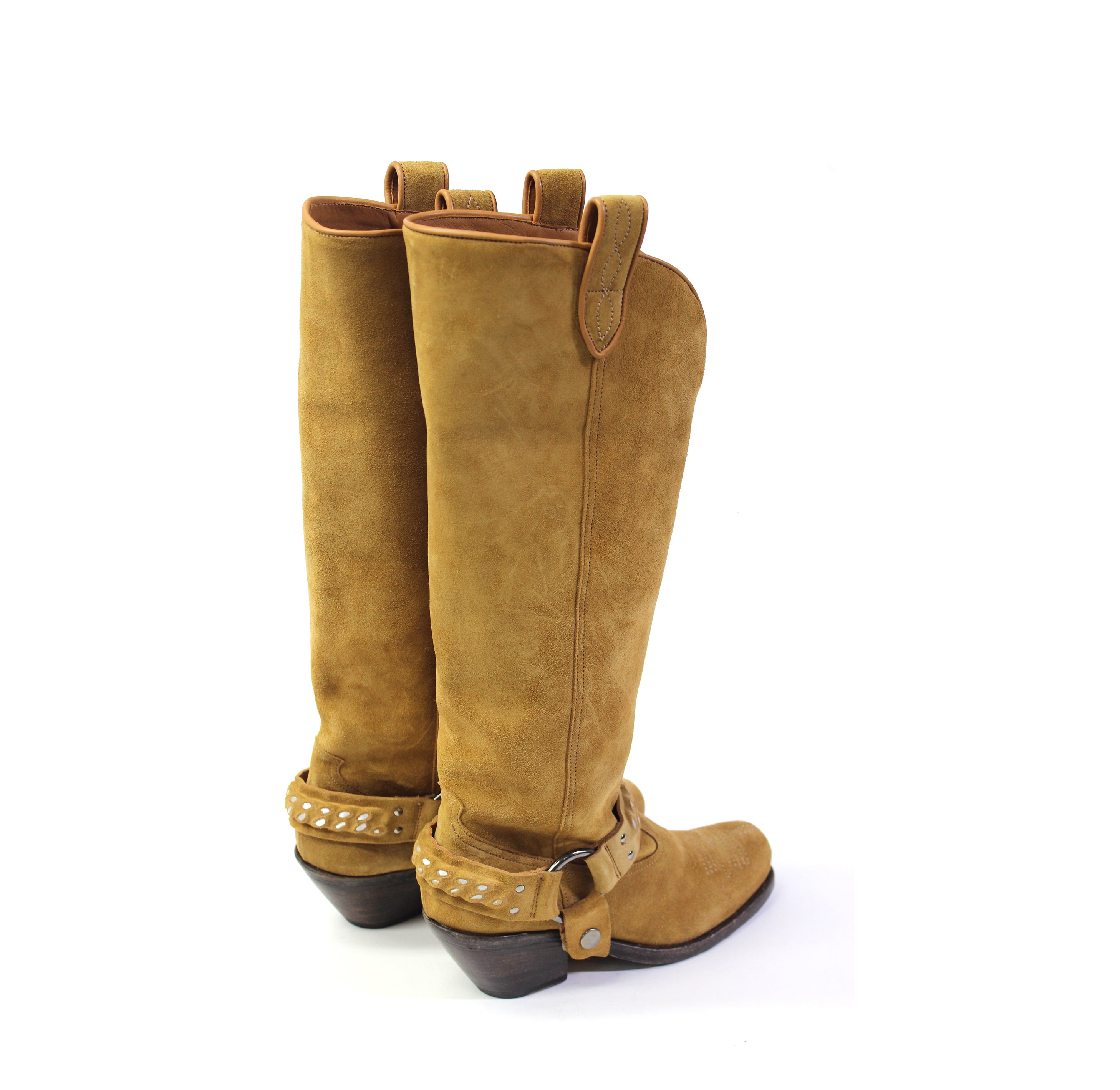 RODEVA SQUARE TOE COWBOY BOOTS IN SUEDE RHUM