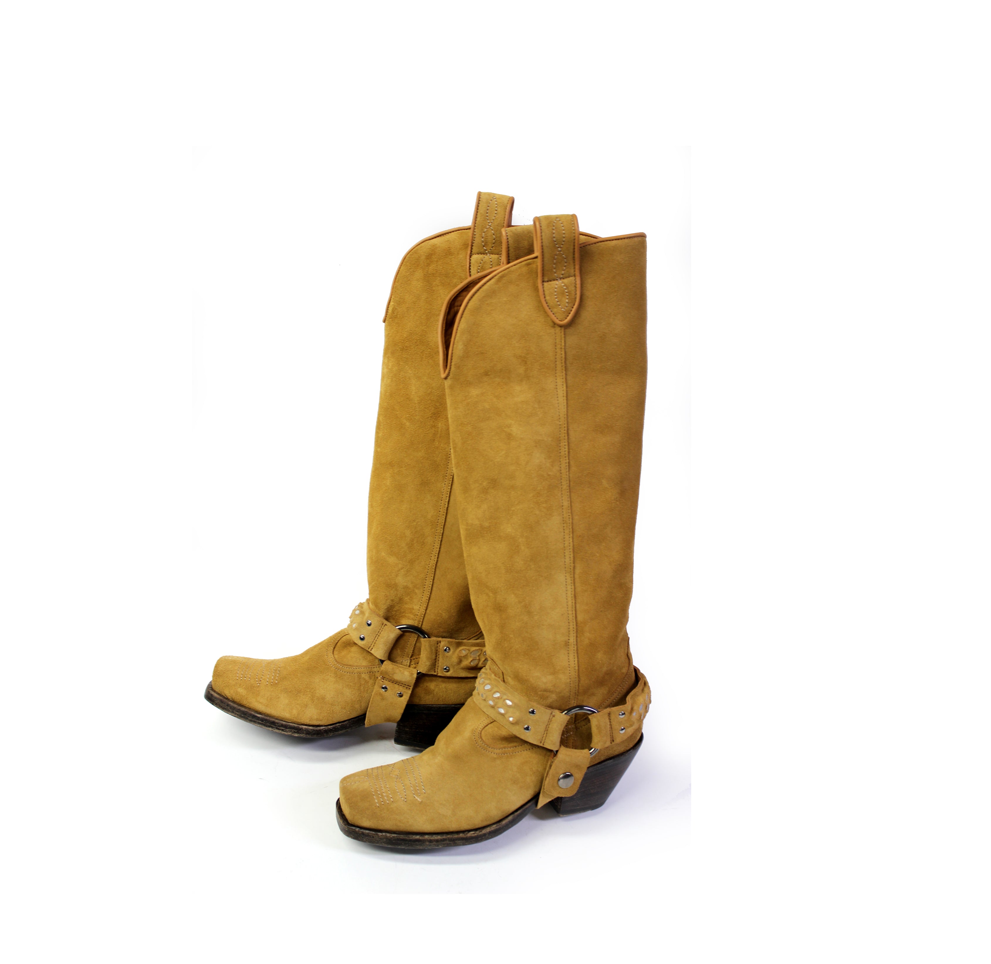 RODEVA SQUARE TOE COWBOY BOOTS IN SUEDE RHUM