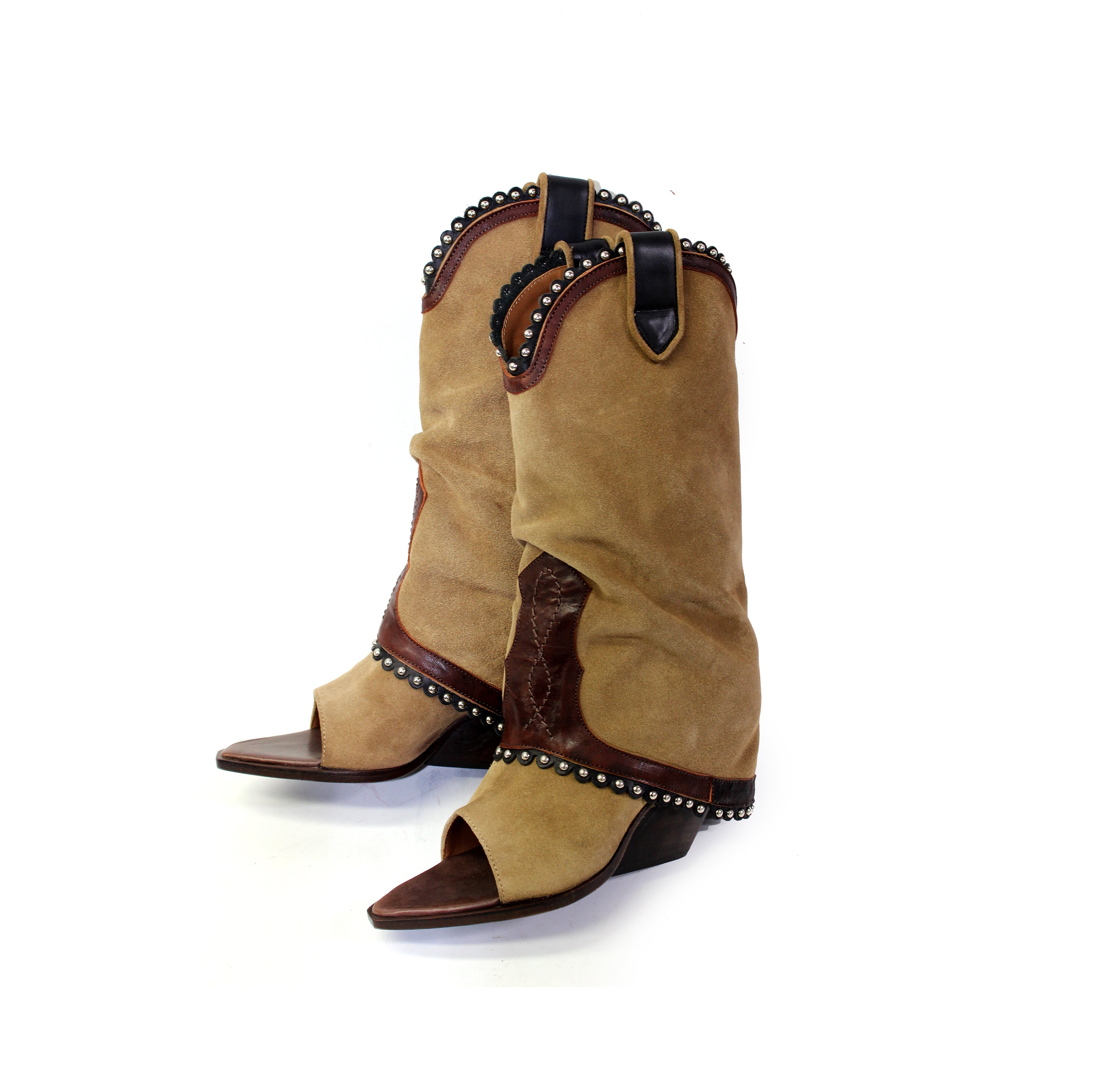 DAKOTA OPEN TOE SUEDE COWBOY BOOTS
