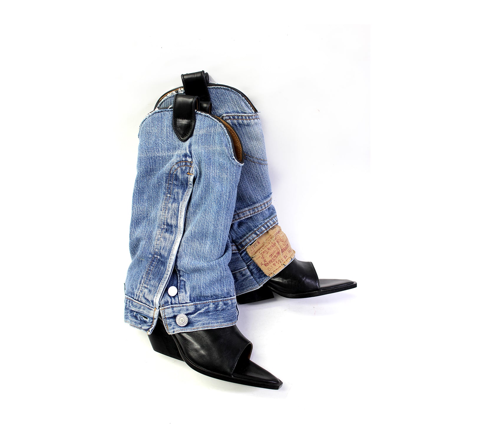 DAKOTA OPEN TOE DENIM COWBOY BOOTS