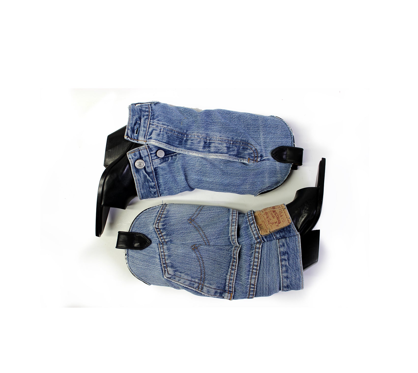 DAKOTA OPEN TOE DENIM COWBOY BOOTS