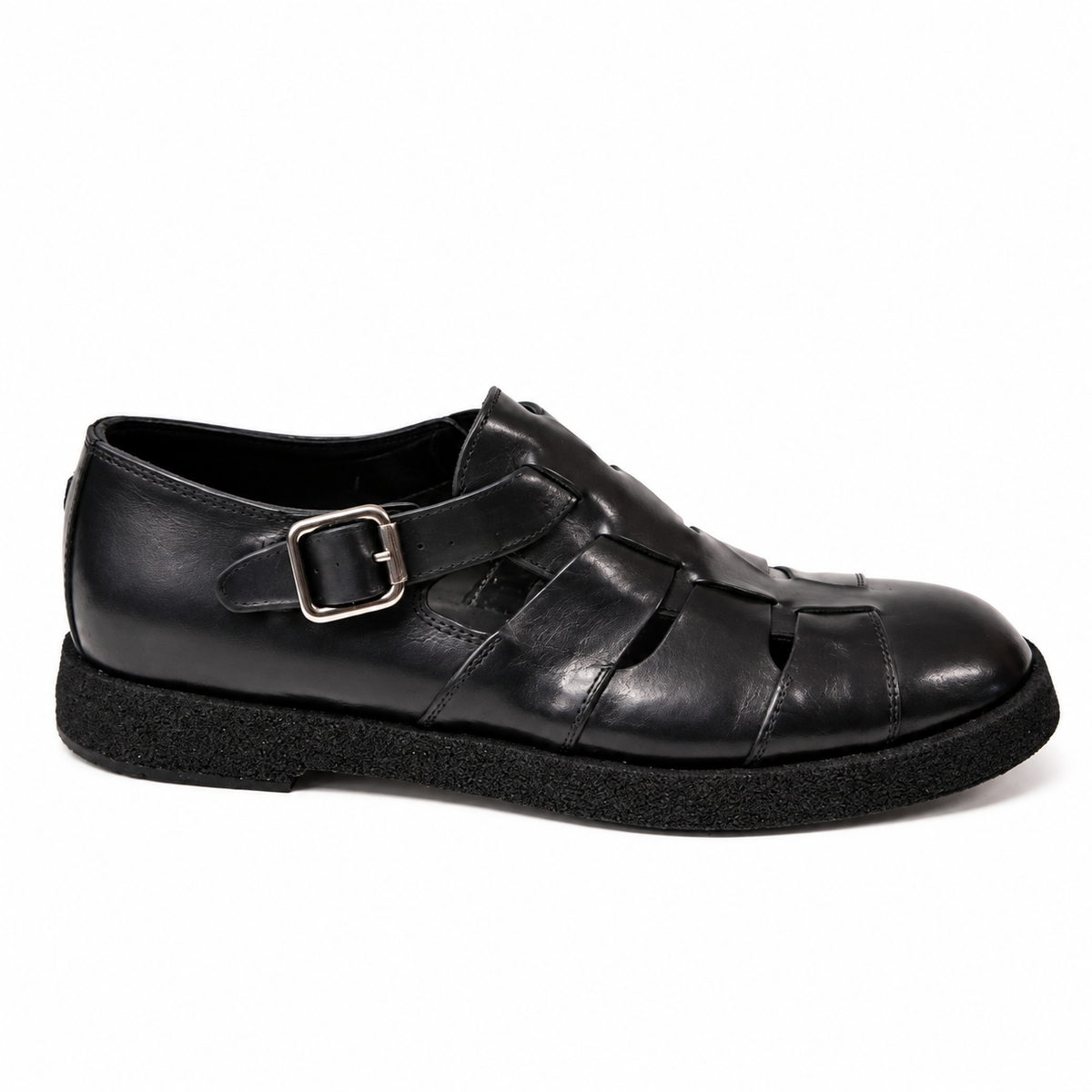 RUBREX BUCKLED BLACK SANDALS