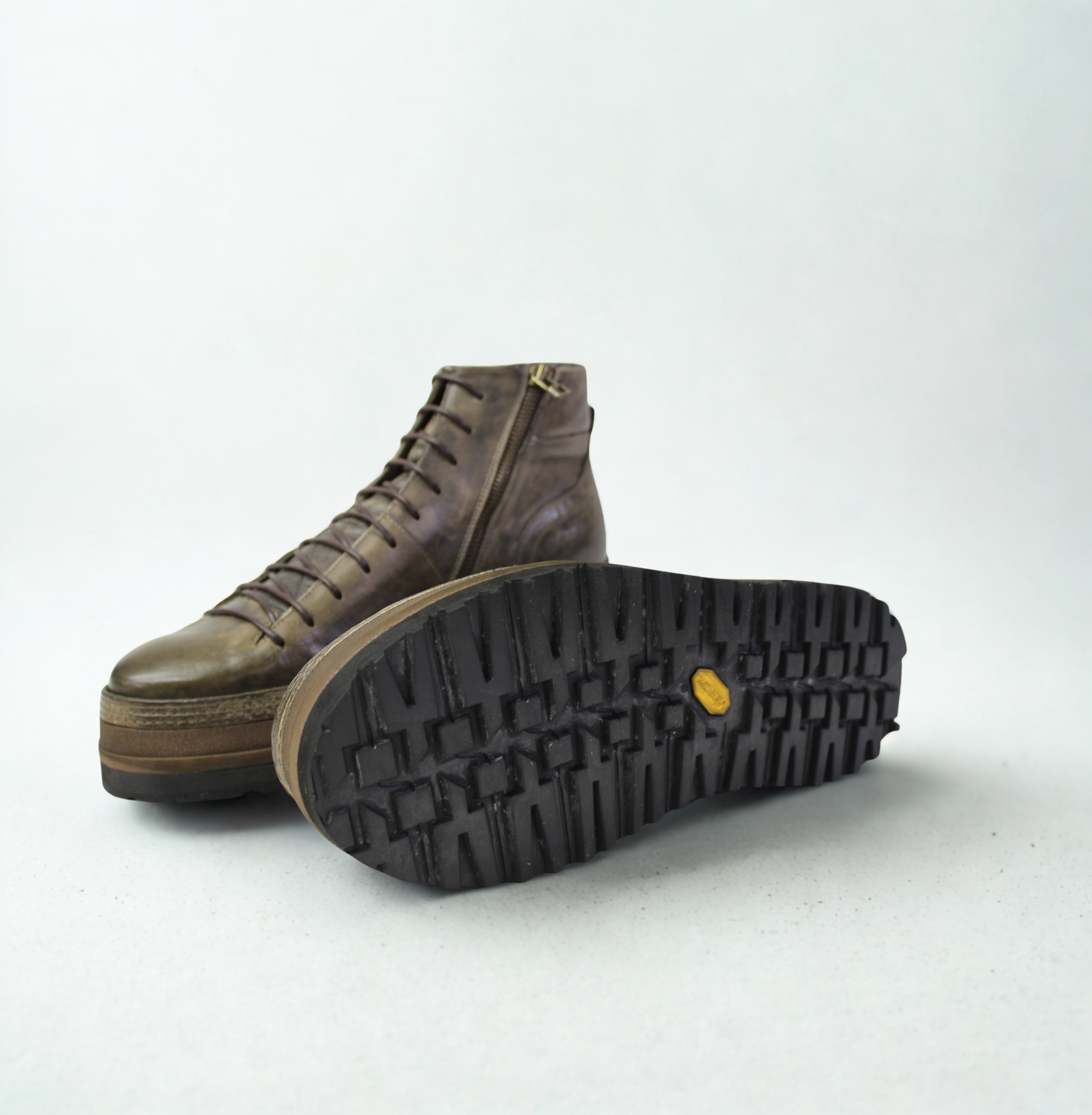 LAST PAIR 43- MUD GREEN PLATFORM SNEAKERS