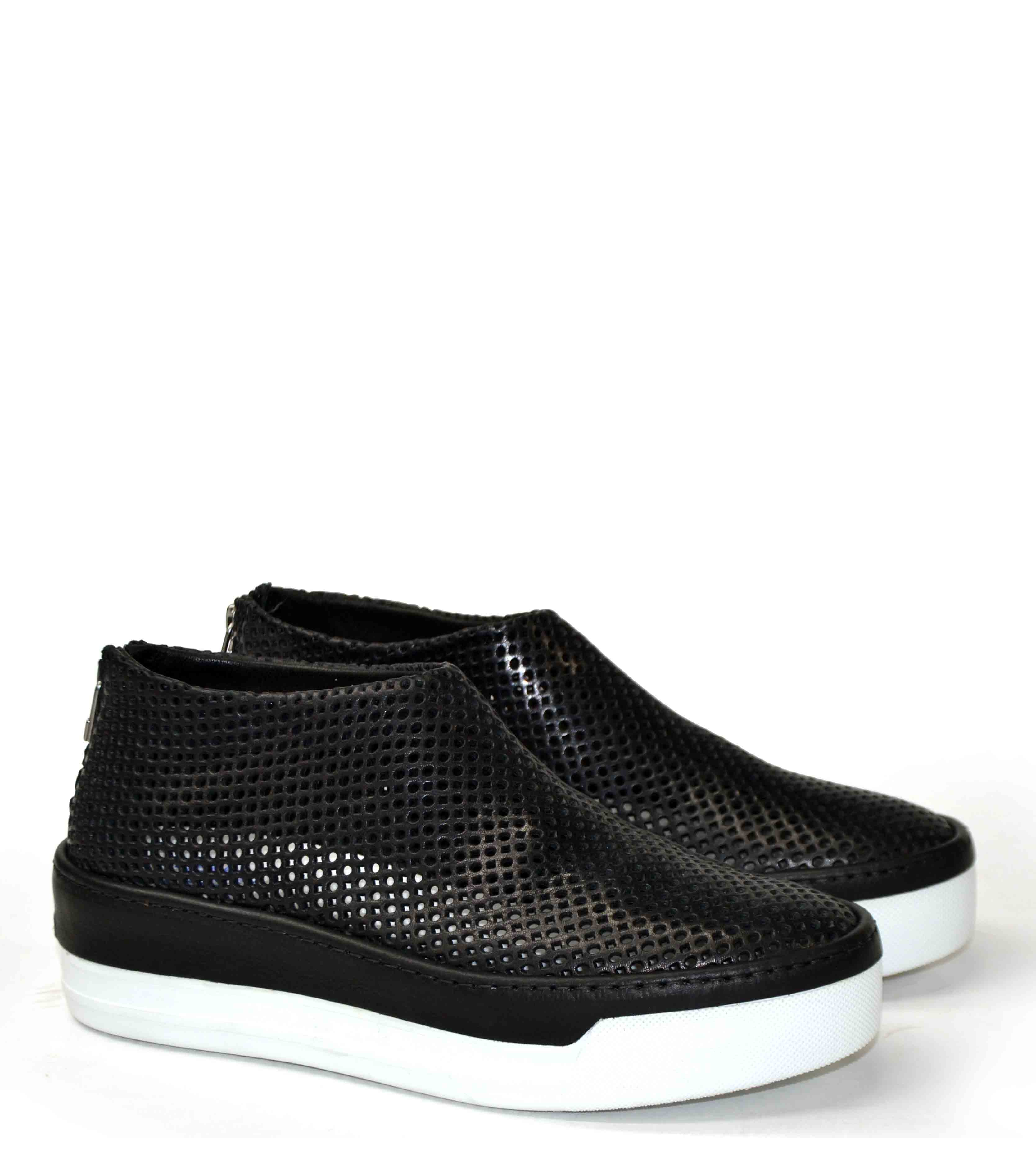 Jodie Back Zip Schuhe weiches perforiertes Leder schwarz