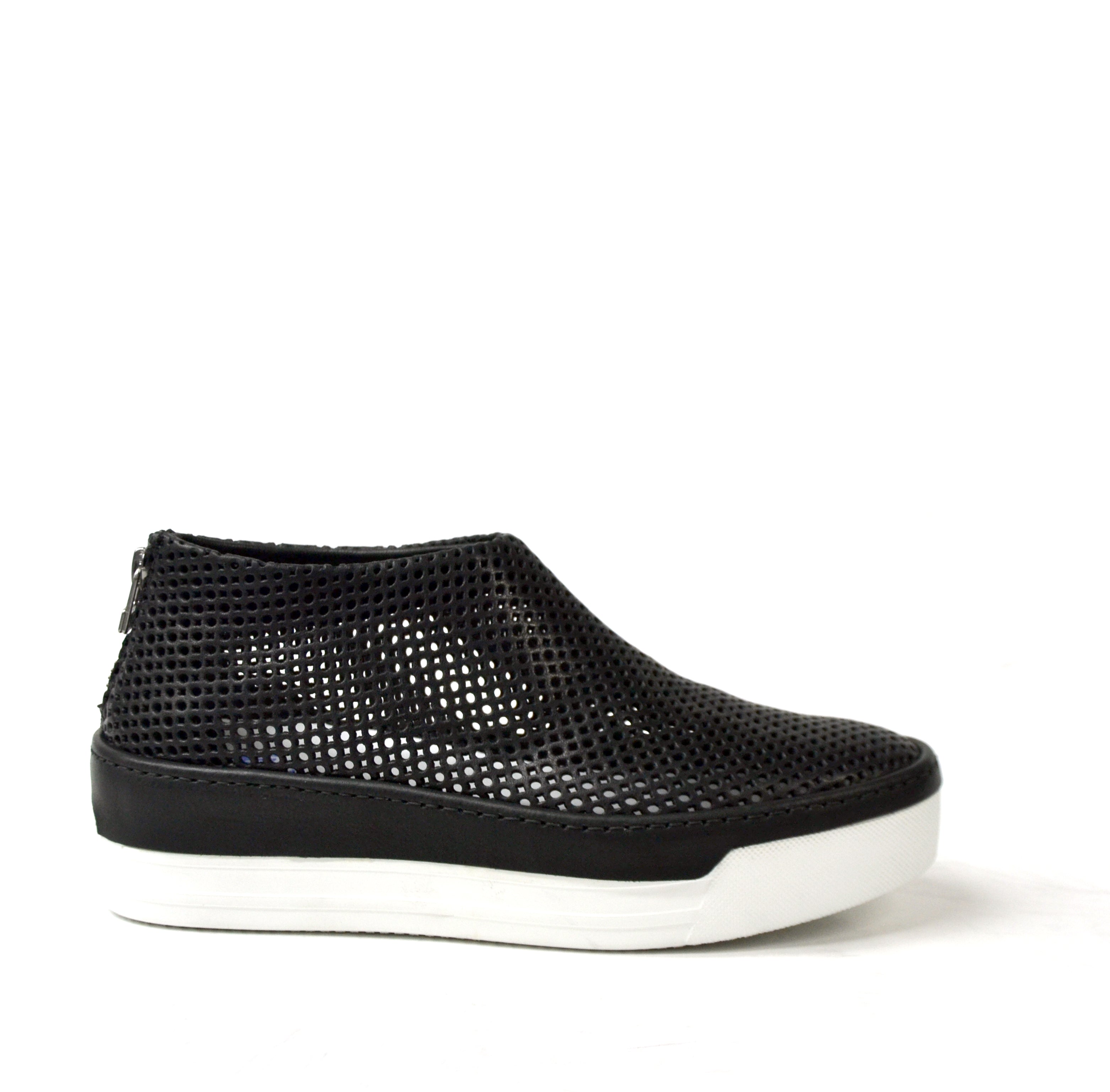 Jodie Back Zip Schuhe weiches perforiertes Leder schwarz