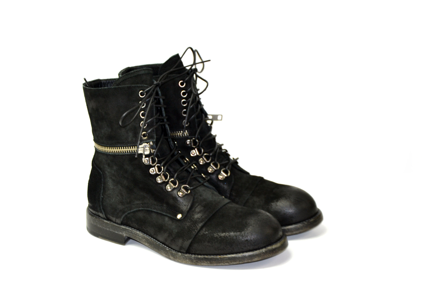 HILL Wildlederstiefel in Schwarz mit Schnürung