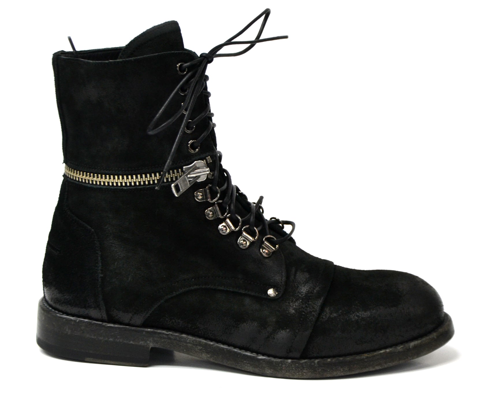 HILL Wildlederstiefel in Schwarz mit Schnürung