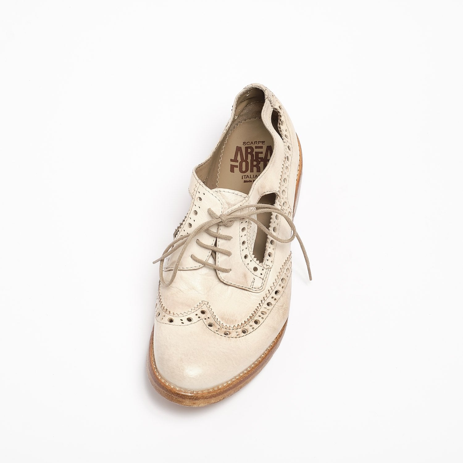 Madeline Laced side open Shoes natural vacchetta leather ivory