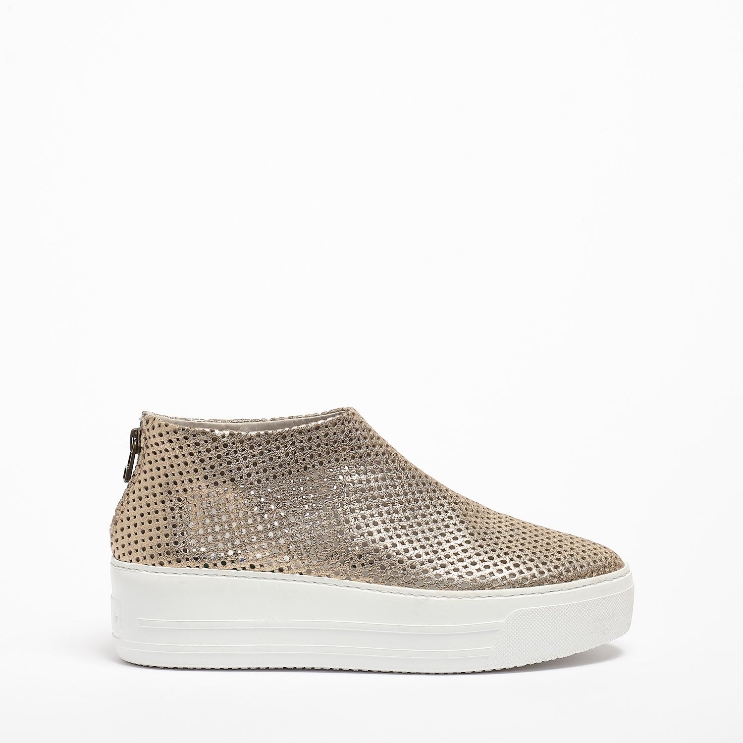 Jodie Back zip Shoes soft perforated leather platino