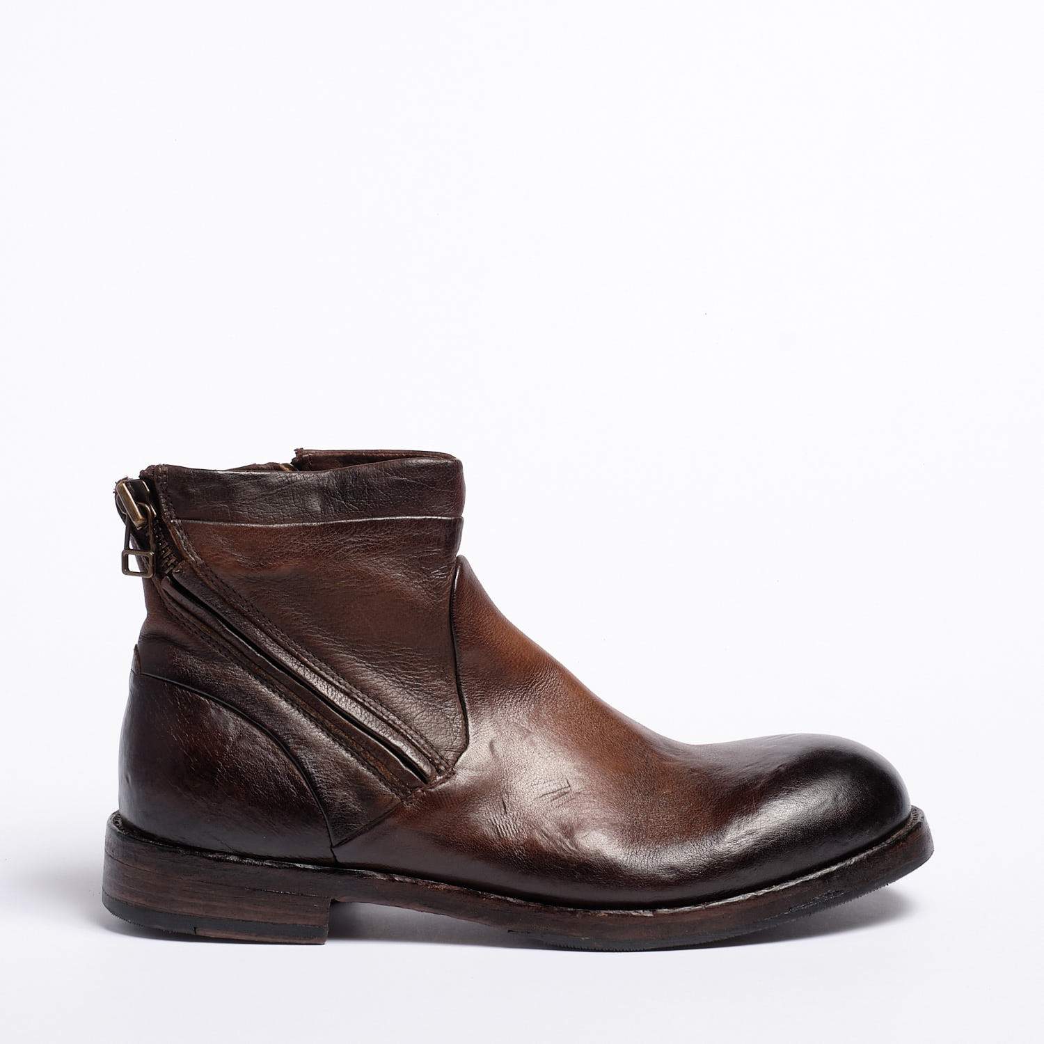 Zodiac Double Zip Mid Boot Natürliches Büffelleder dunkelbraun