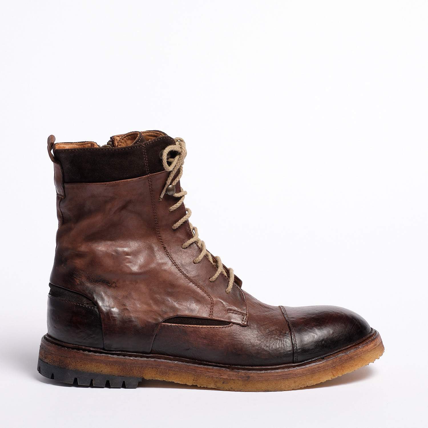 Lipp Laced Mid Boot Natural Vacchetta Leder dunkelbraun