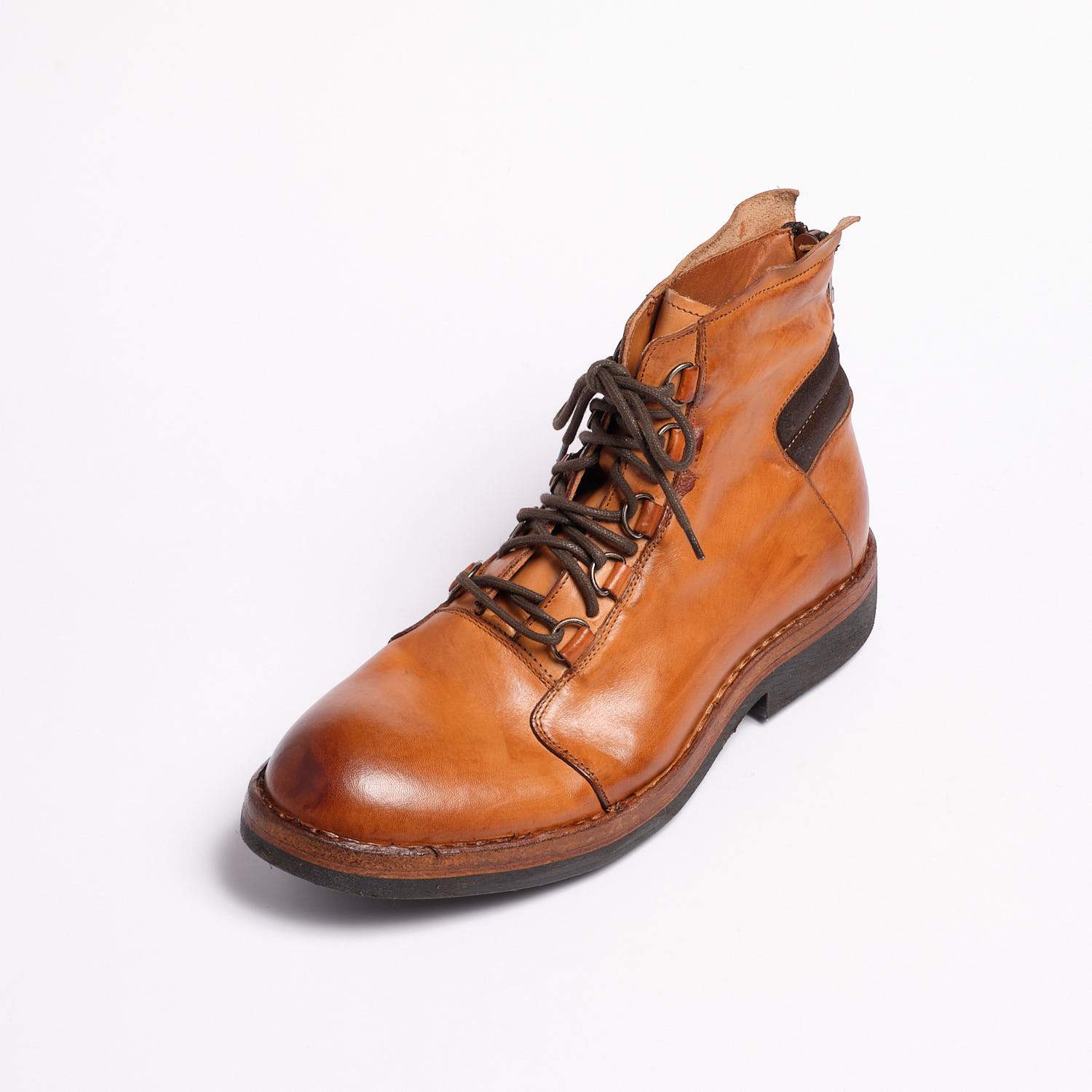 Frank Laced Mid Boot Natürliches Vacchetta-Leder Cuoio