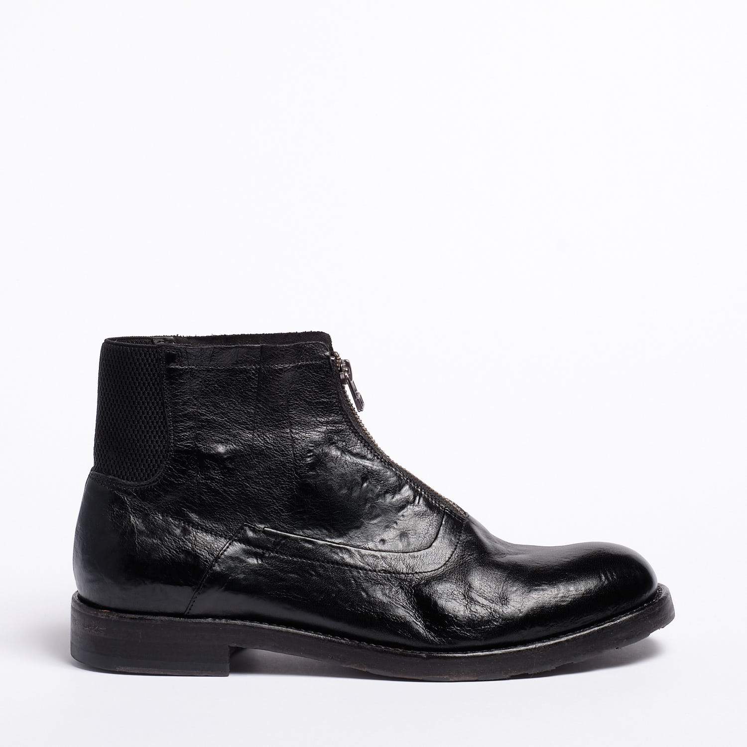 Holden Front Zip Mid Schuhe Naturbüffelleder schwarz