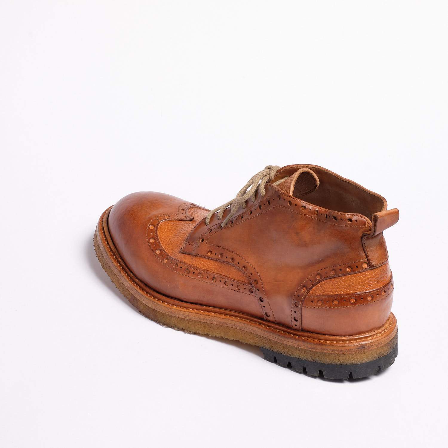 Ian Laced Mid Shoes Natürliches Vacchetta-Leder Cuoio