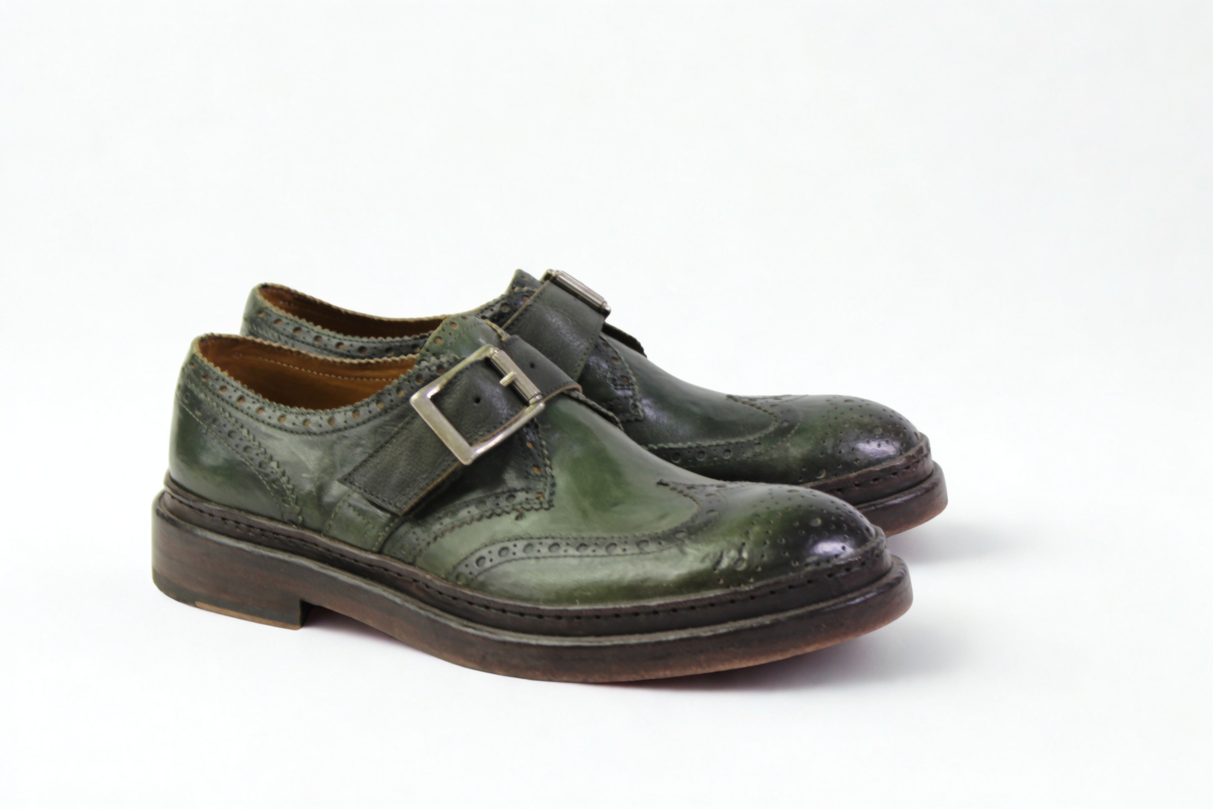 LETZTE PAARE 41/42/43 - KEVIN SCHNALLSCHUHE IN GRÜN ODER BRAUN