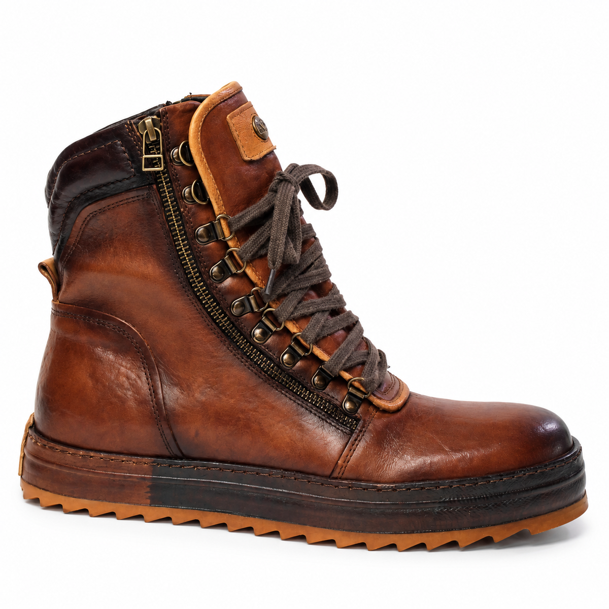 LED High Sneakers in Cognac
