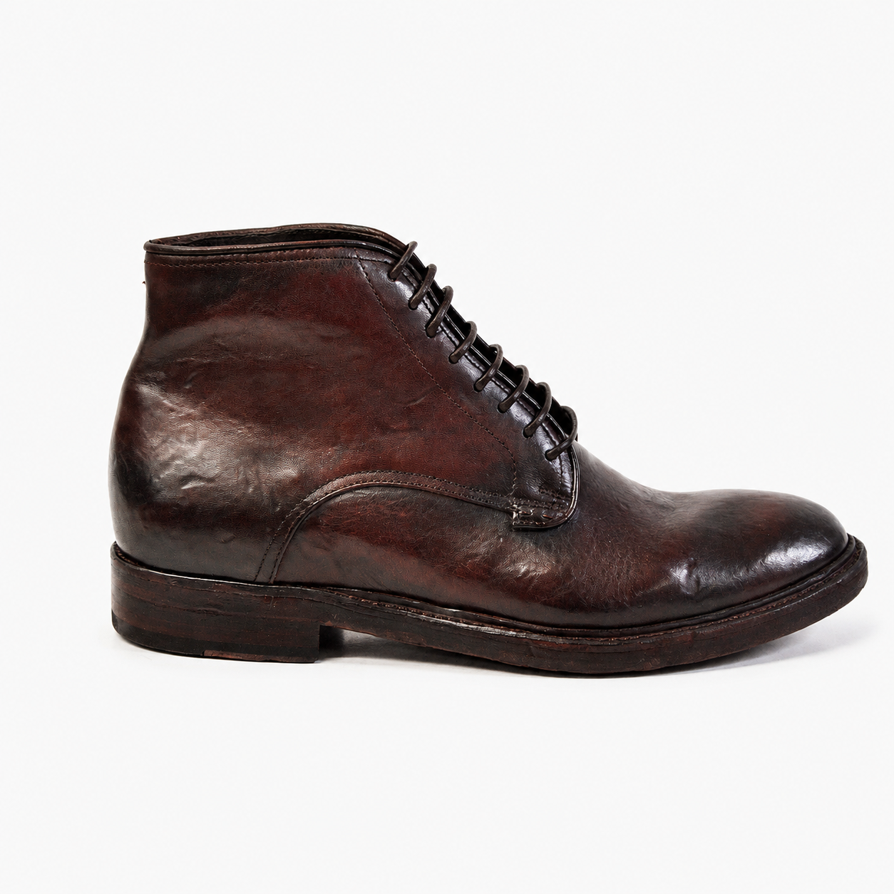 Douglas Lace Mid Shoes Natural Buffalo leather Chestnut