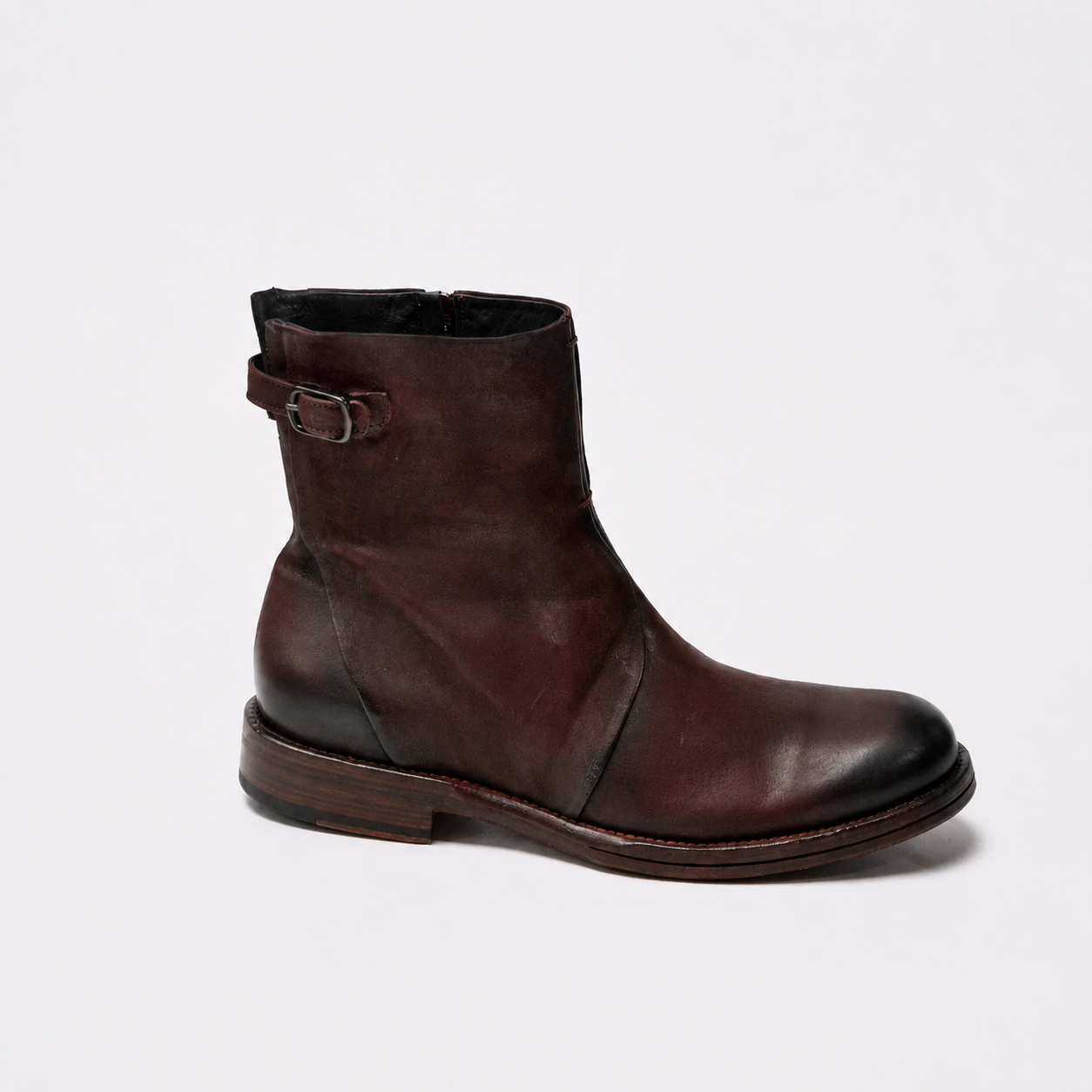 Oxford-Stiefel in Kastanienbraun mit Reißverschluss