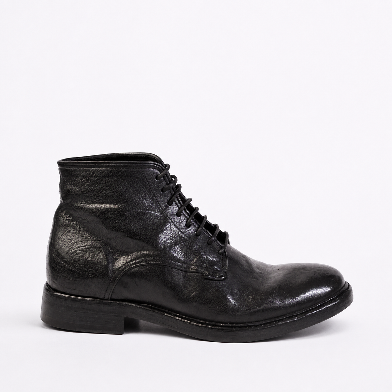 Douglas Lace Mid Shoes Natural Buffalo leather Black