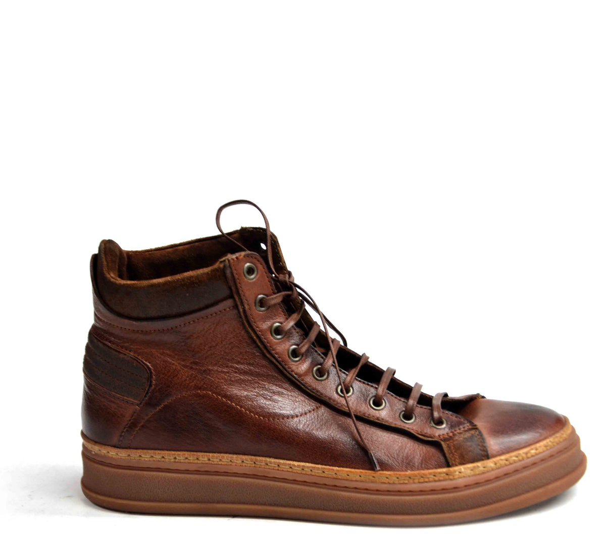 LAST PAIR 44-GEORGE HIGH LEATHER SNEAKERS