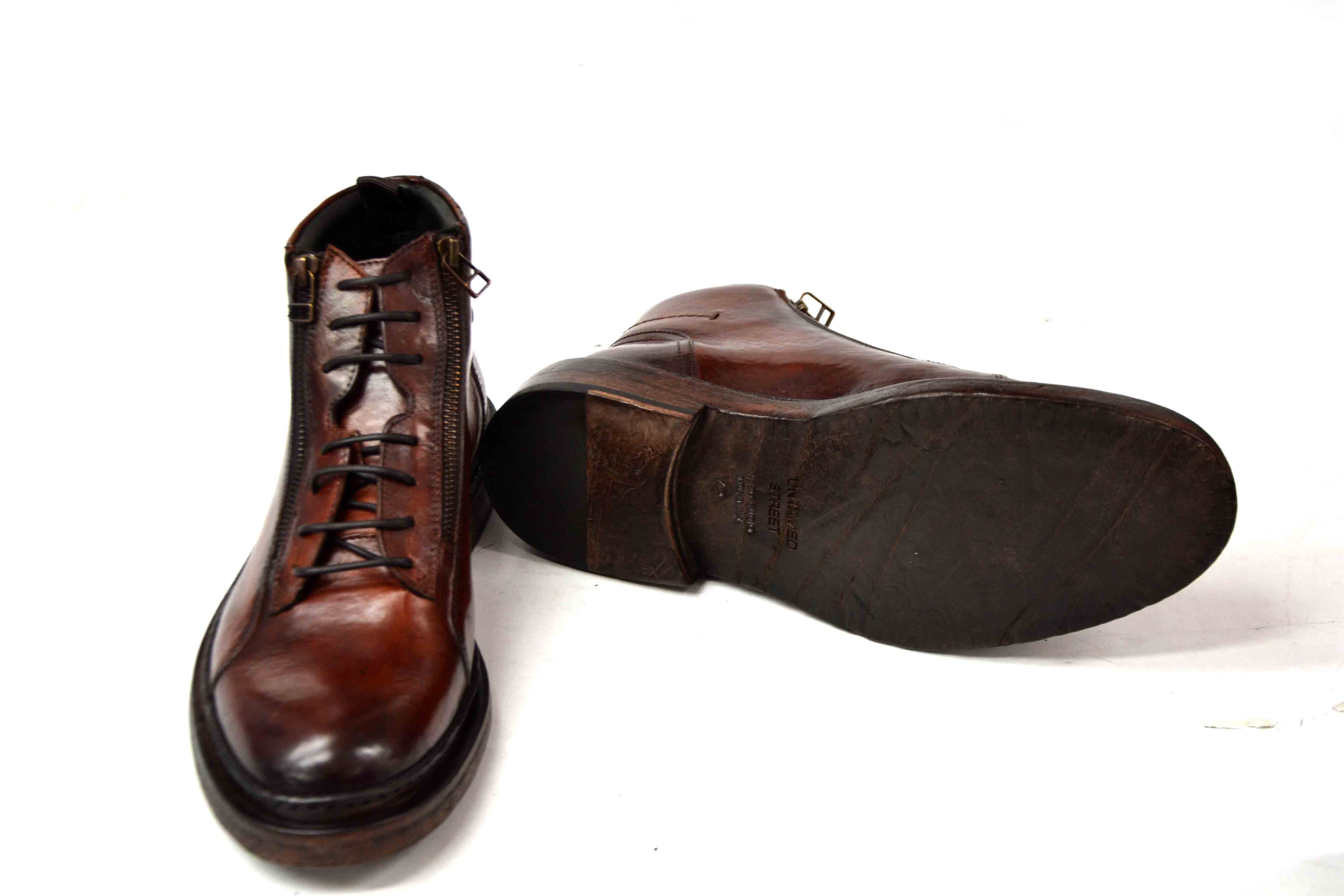LAST PAIR 46-COGNAC ZIPPED CHUKKA BOOTS
