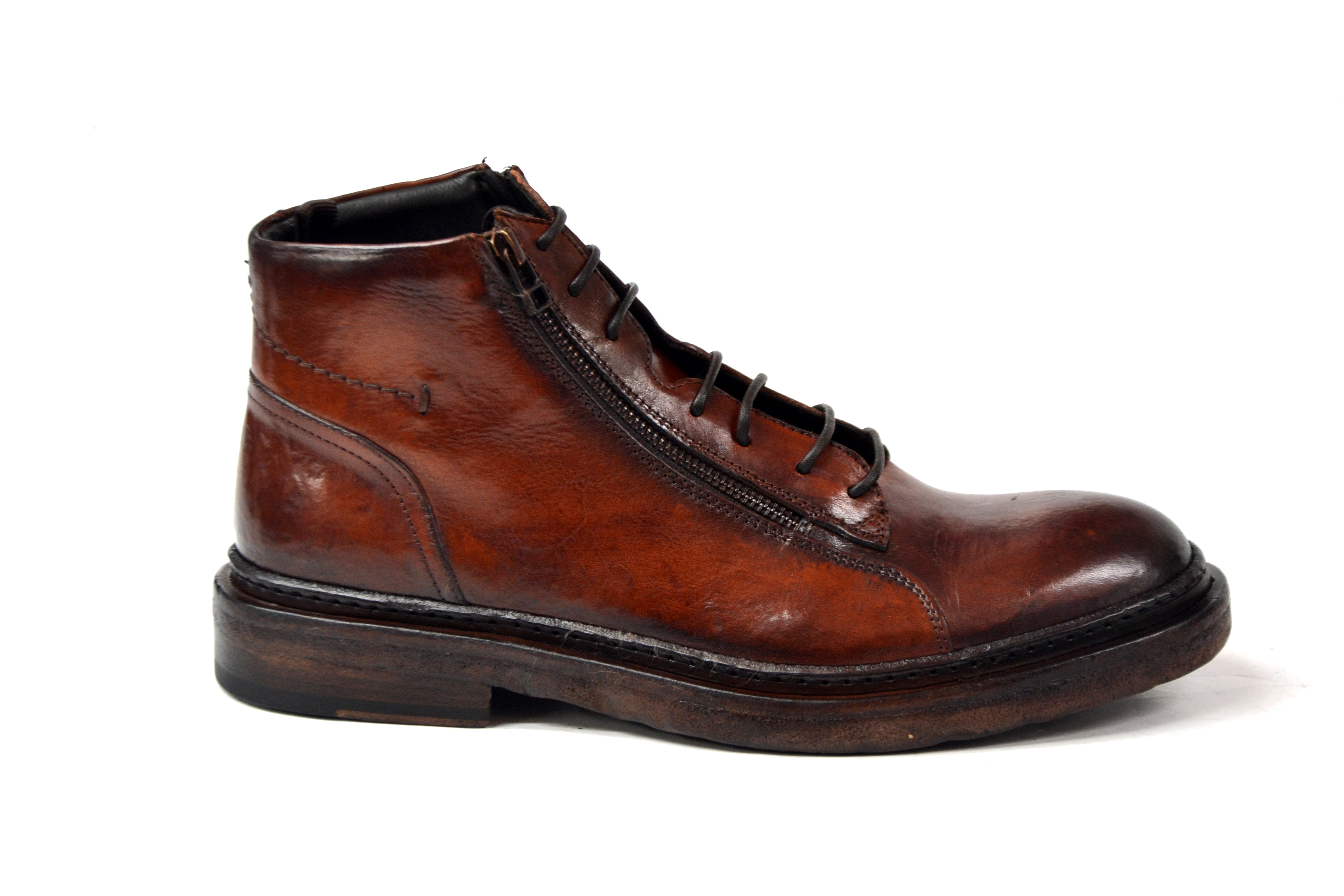 LAST PAIR 46-COGNAC ZIPPED CHUKKA BOOTS