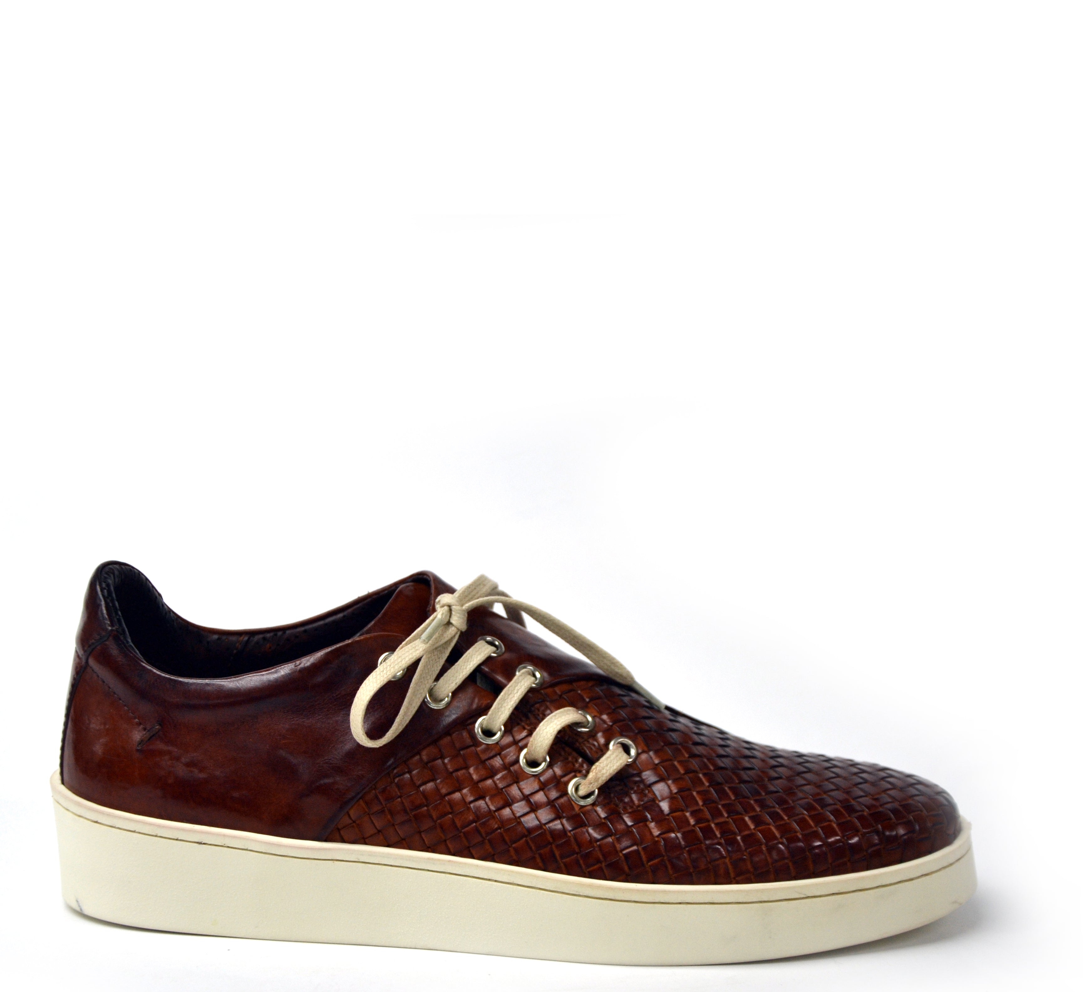 LAST PAIR 42- COGNAC WOVEN SNEAKERS