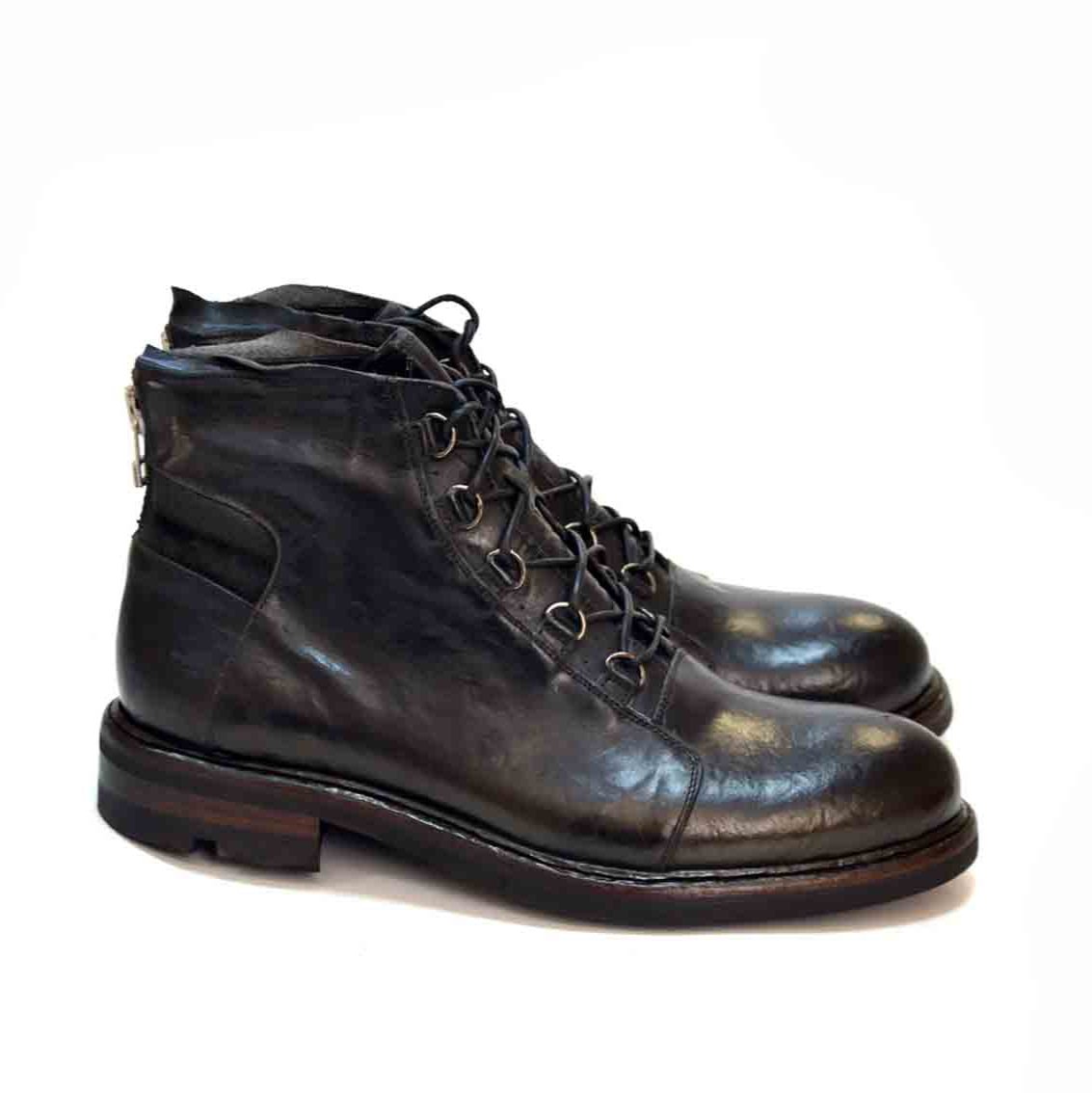 Jimmy Laced Mid Boot Natürliches Vacchetta-Leder schwarz