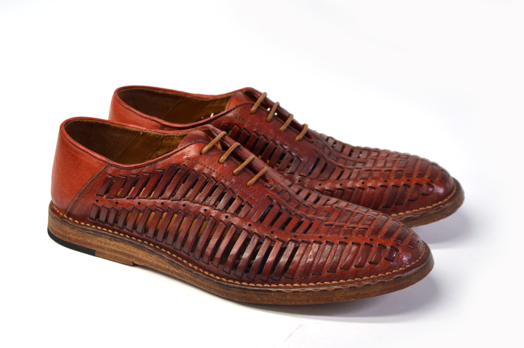 LAST PAIR 42-SUMMER CUT-OUT OXFORDS IN RED OR DARK BROWN