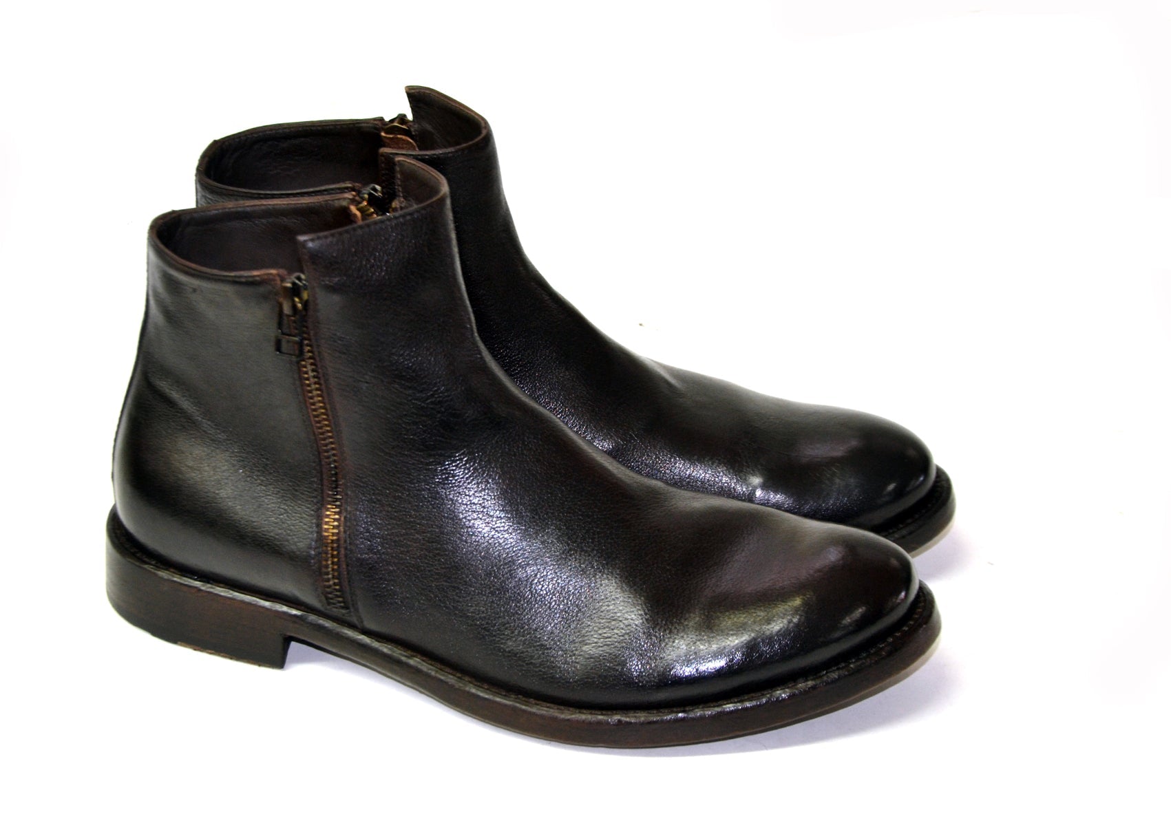 LAST PAIR 43- DARK BROWN DOUBLE ZIPPED BEATLES