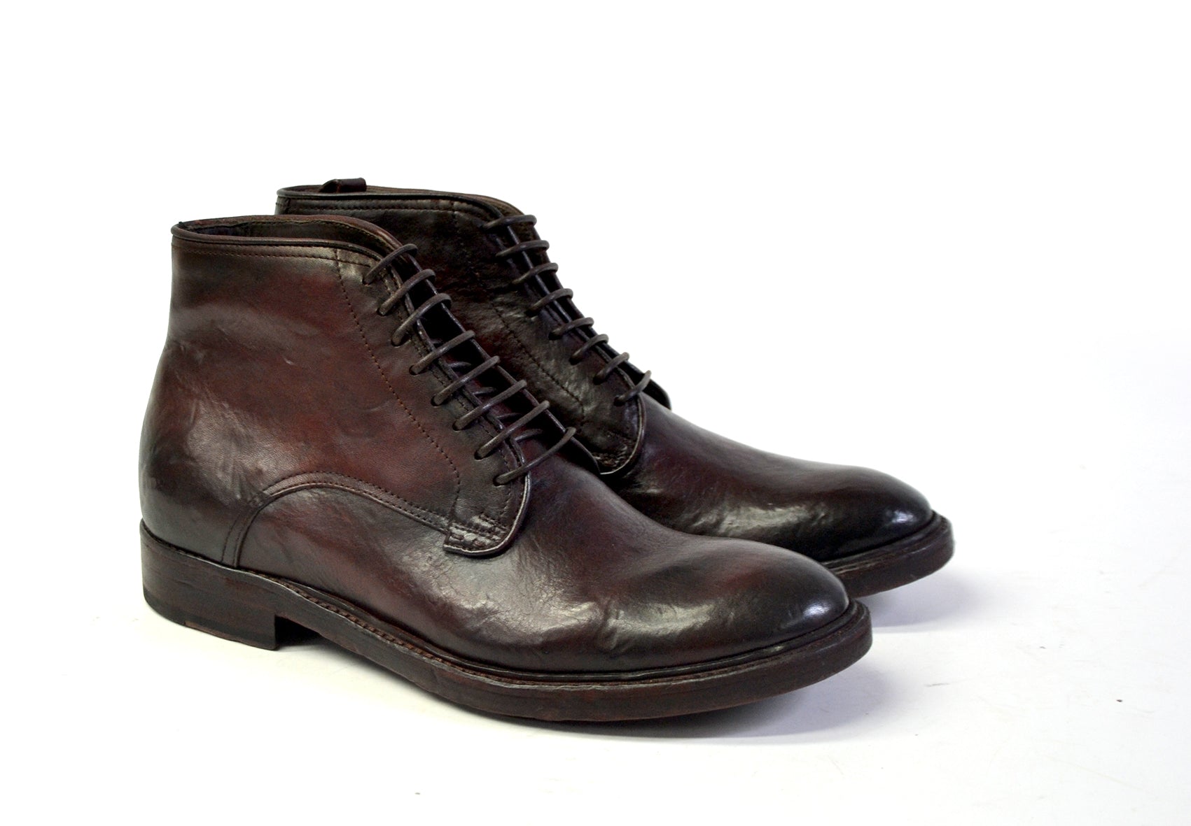 Douglas Lace Mid Shoes Natural Buffalo leather Chestnut