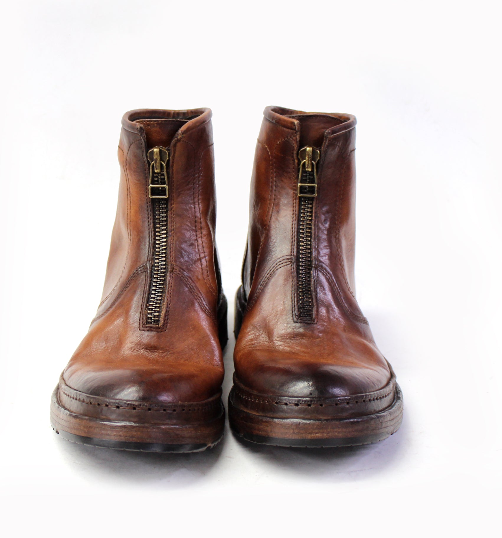 Jason Cognac Front Zip Boots