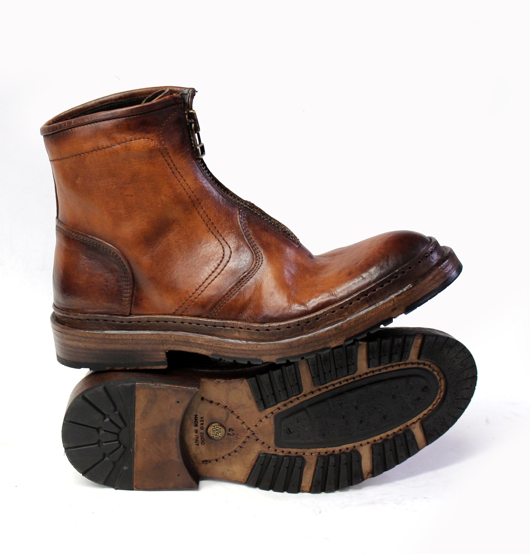 Jason Cognac Front Zip Boots
