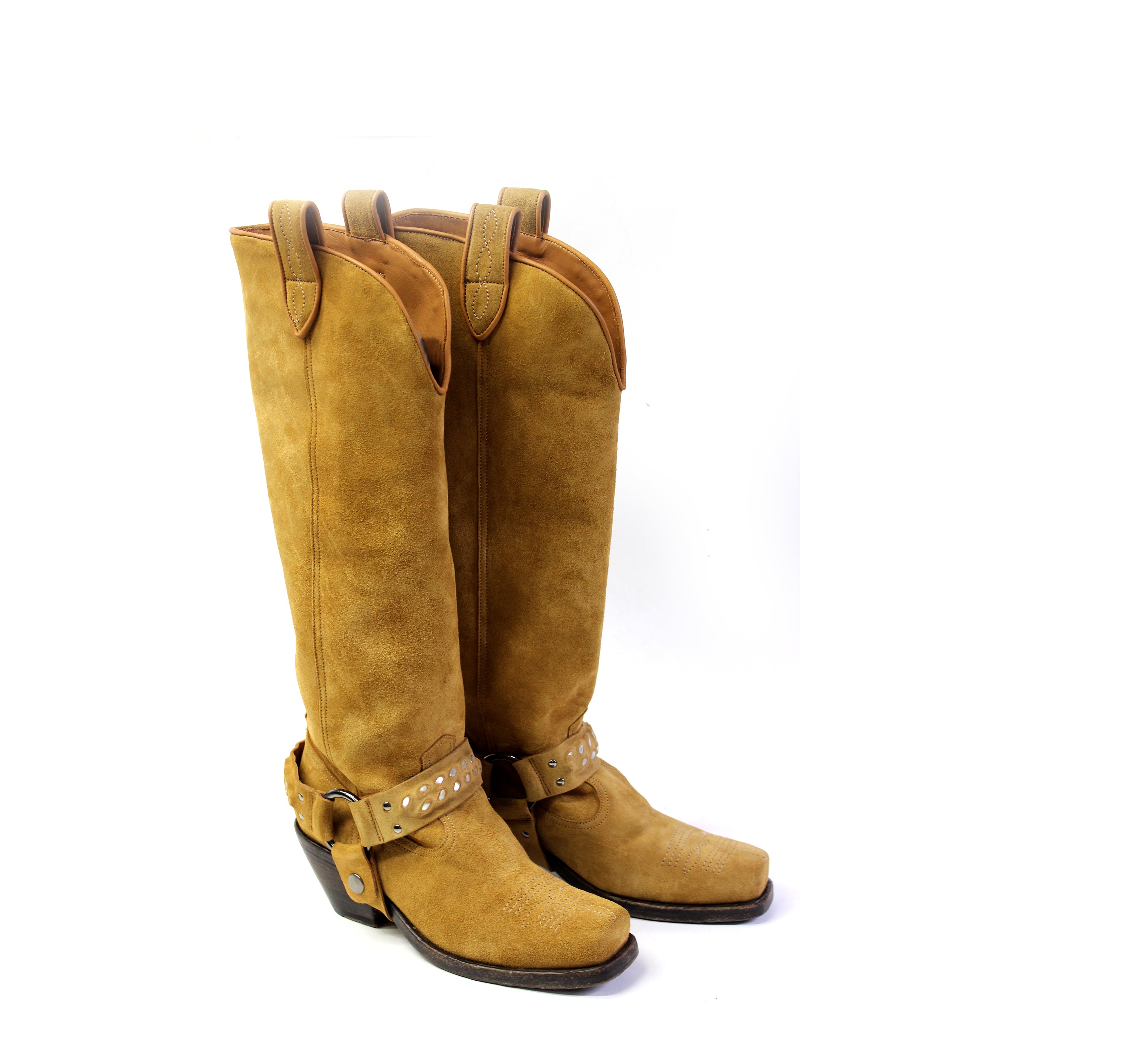 RODEVA SQUARE TOE COWBOY BOOTS IN SUEDE RHUM