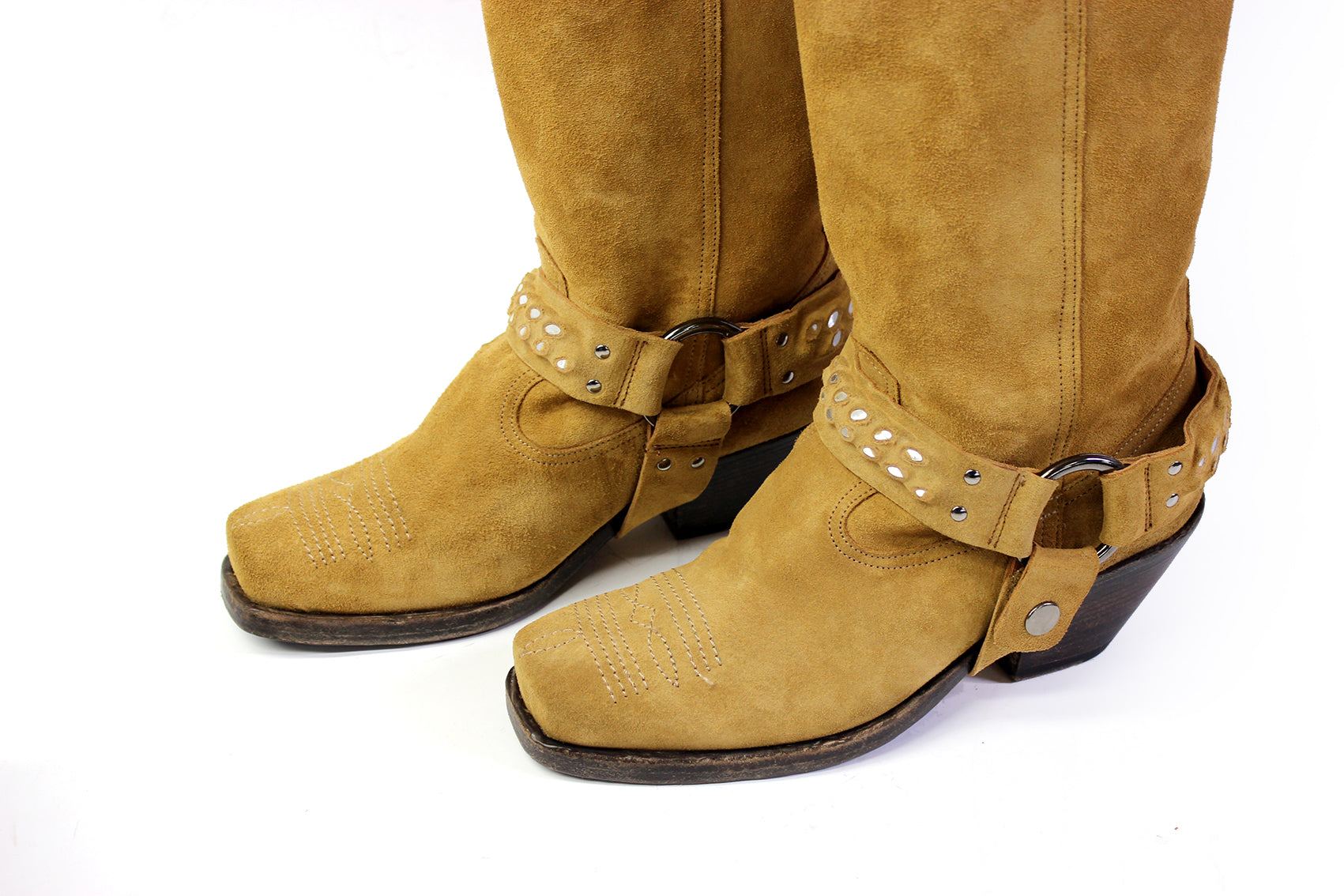 RODEVA SQUARE TOE COWBOY BOOTS IN SUEDE RHUM